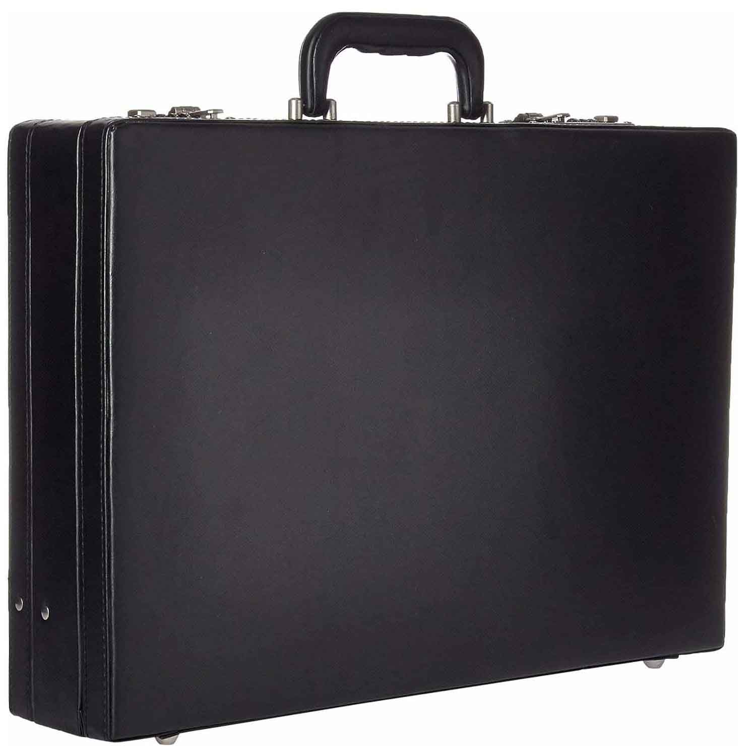 Premium Black Expandable Leather Briefcase for Men & Women - Stylish Laptop Bag for Business, Travel & Work - Durable & Spacious Office Organizer