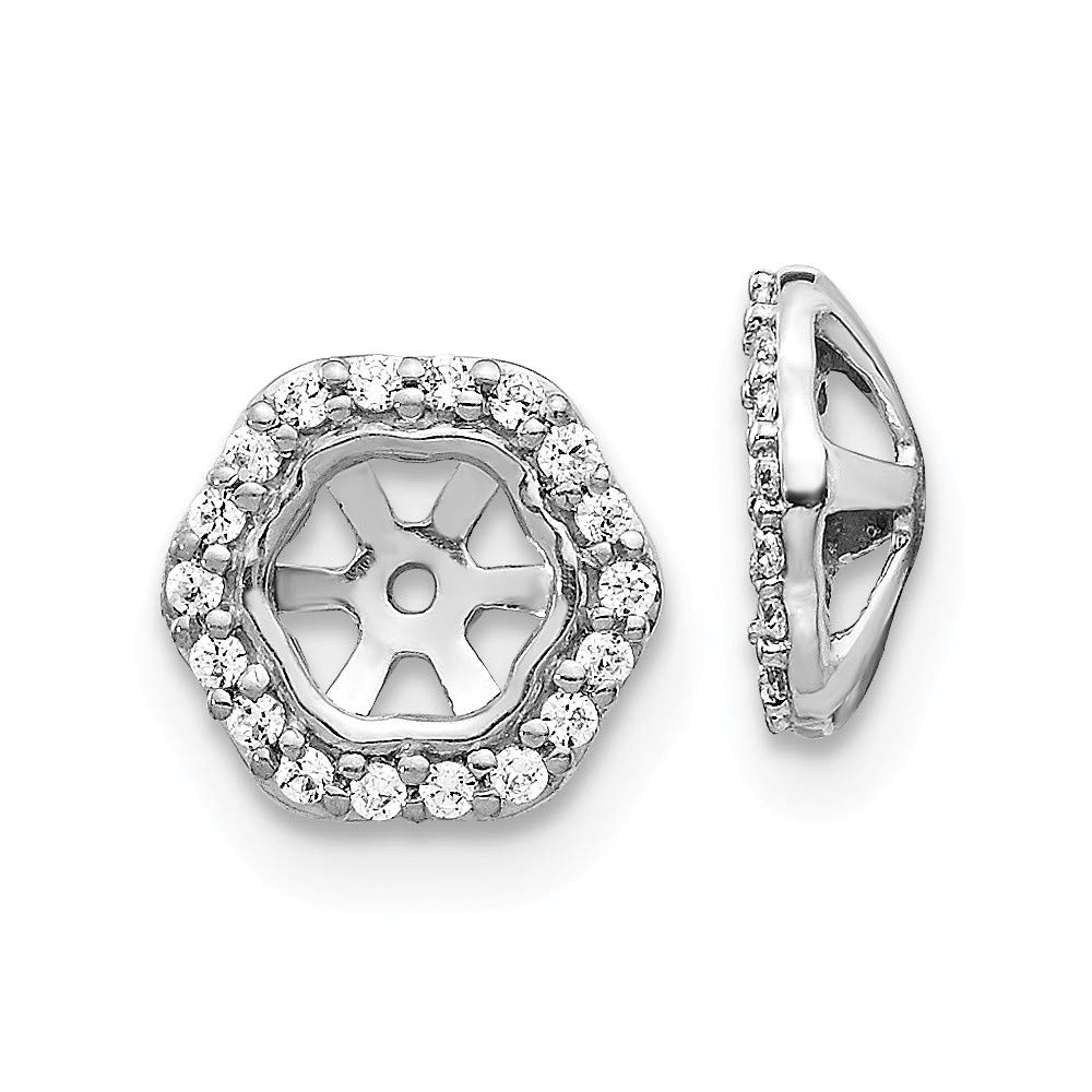 14K White Gold Hexagon Diamond Earring Jackets - Perfect for Weddings & Evening Events