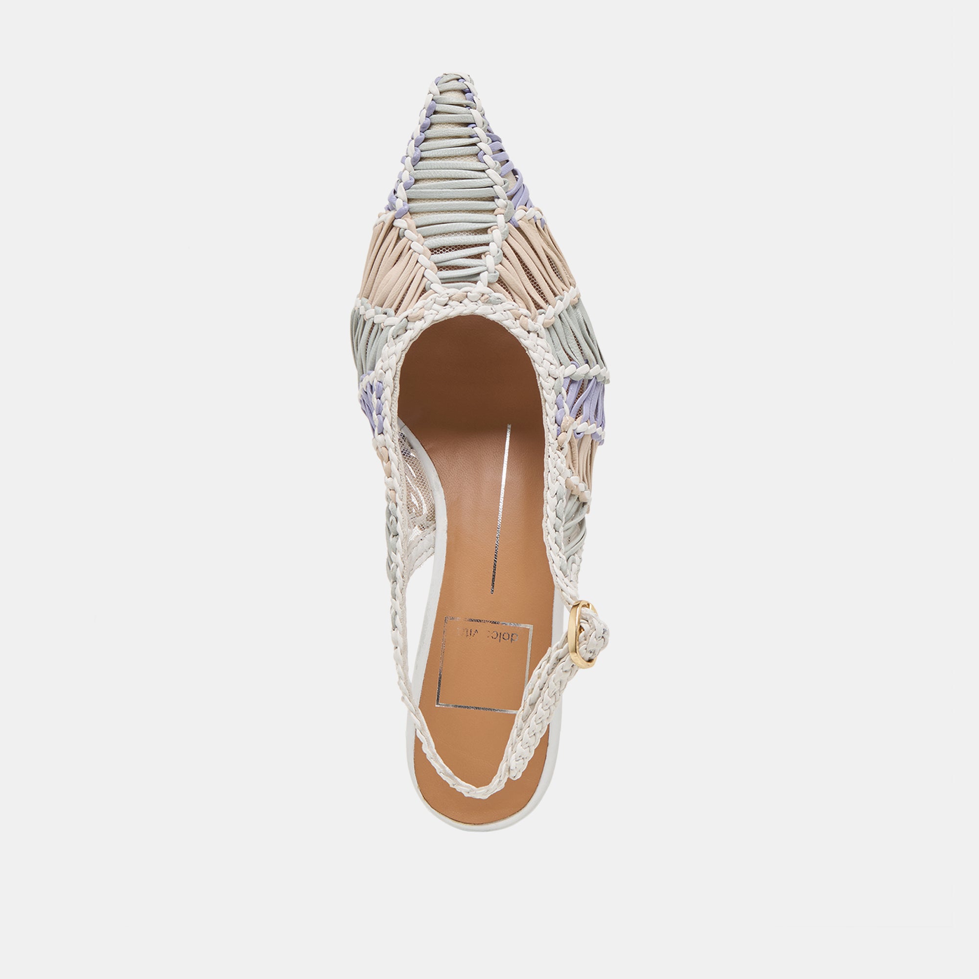 DAFNEY Women's White Multi Woven Leather Heels - Elegant High Heel Sandals for Weddings, Parties & Special Occasions