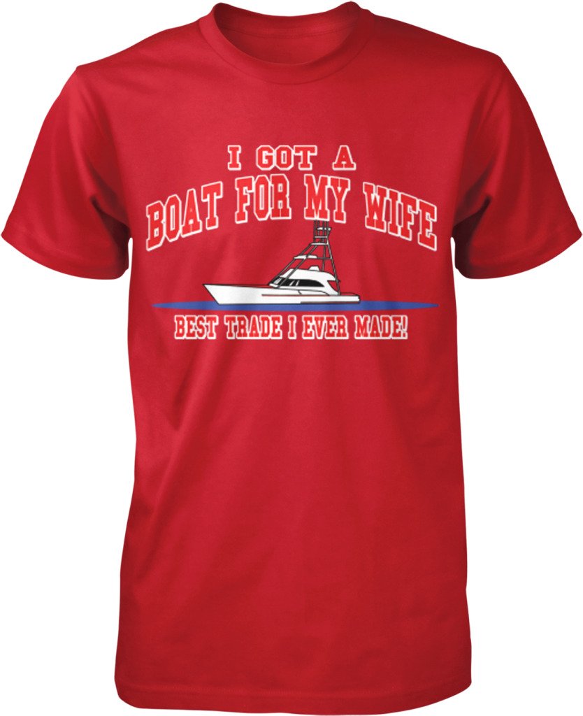 NOFO Clothing Co 'I Got A Boat for My Wife - Best Trade I Ever Made' Funny Boating & Fishing Graphic Tee for Men - Perfect Gift for Boat Owners & Fishing Enthusiasts