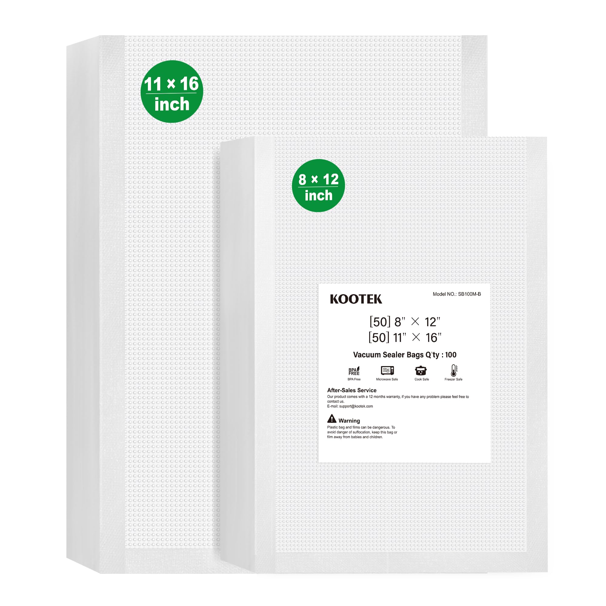 Kootek 100-Pack Vacuum Sealer Bags for Food Storage - 11