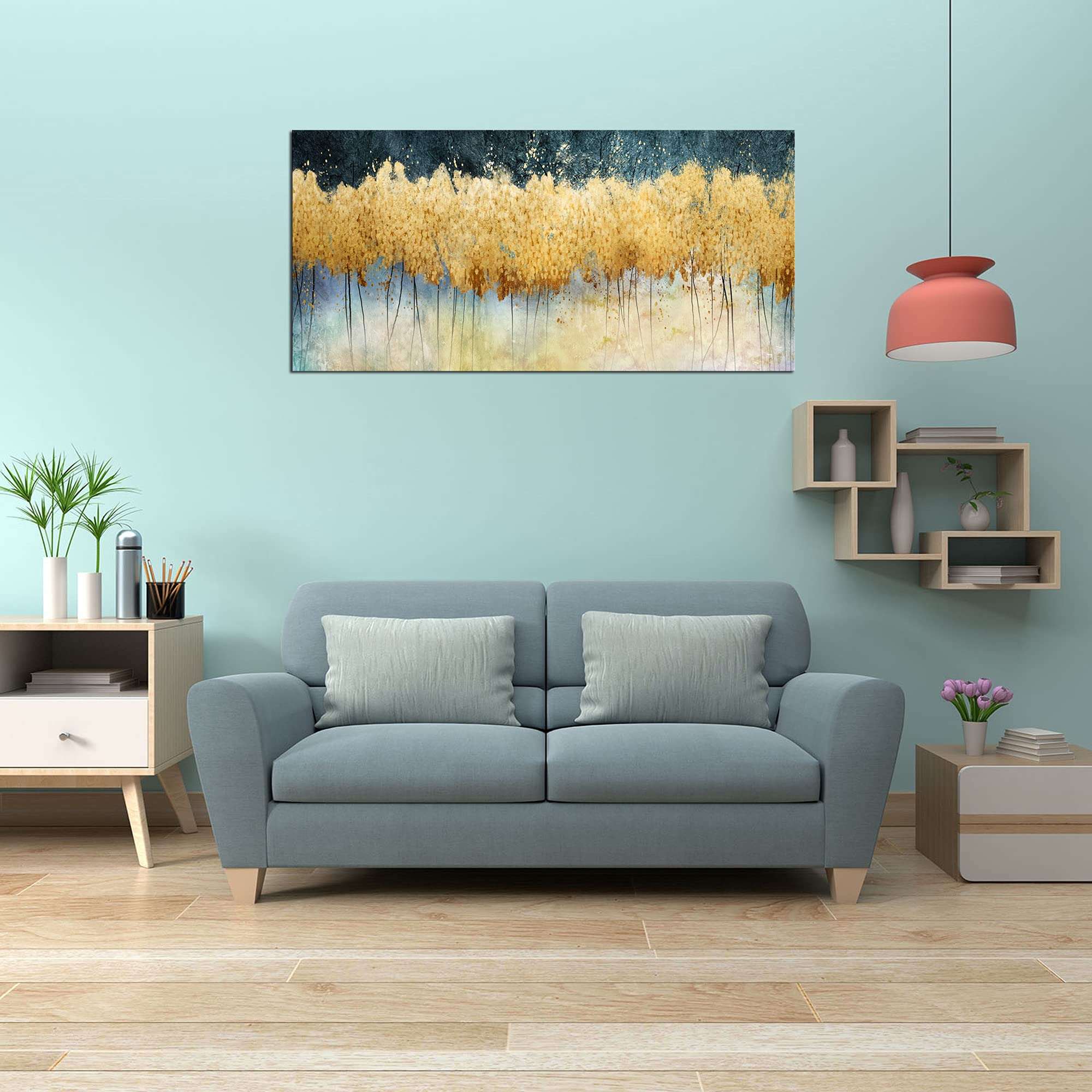 XXMWallArt FC2650 Abstract Golden Forest Canvas Painting - Modern Wall Art for Living Room, Bedroom, Kitchen & Office Decor | Perfect for Home Styling and Gift Giving