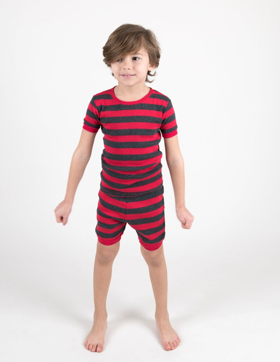 Comfortable Short Sleeve Striped Cotton Pajamas for Women & Men - Soft Sleepwear for Summer Nights & Lounge Wear at Home