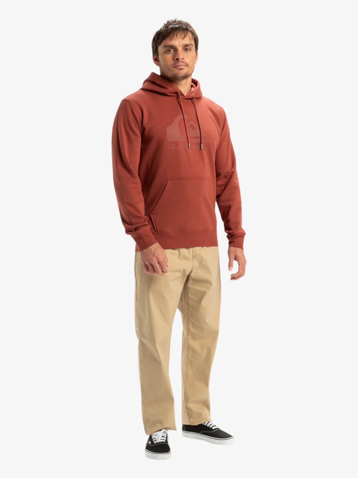 Quiksilver Men's Comp Logo Hoodie - Brick Red | Comfortable & Stylish Pullover for Casual Wear, Outdoor Activities & Street Fashion