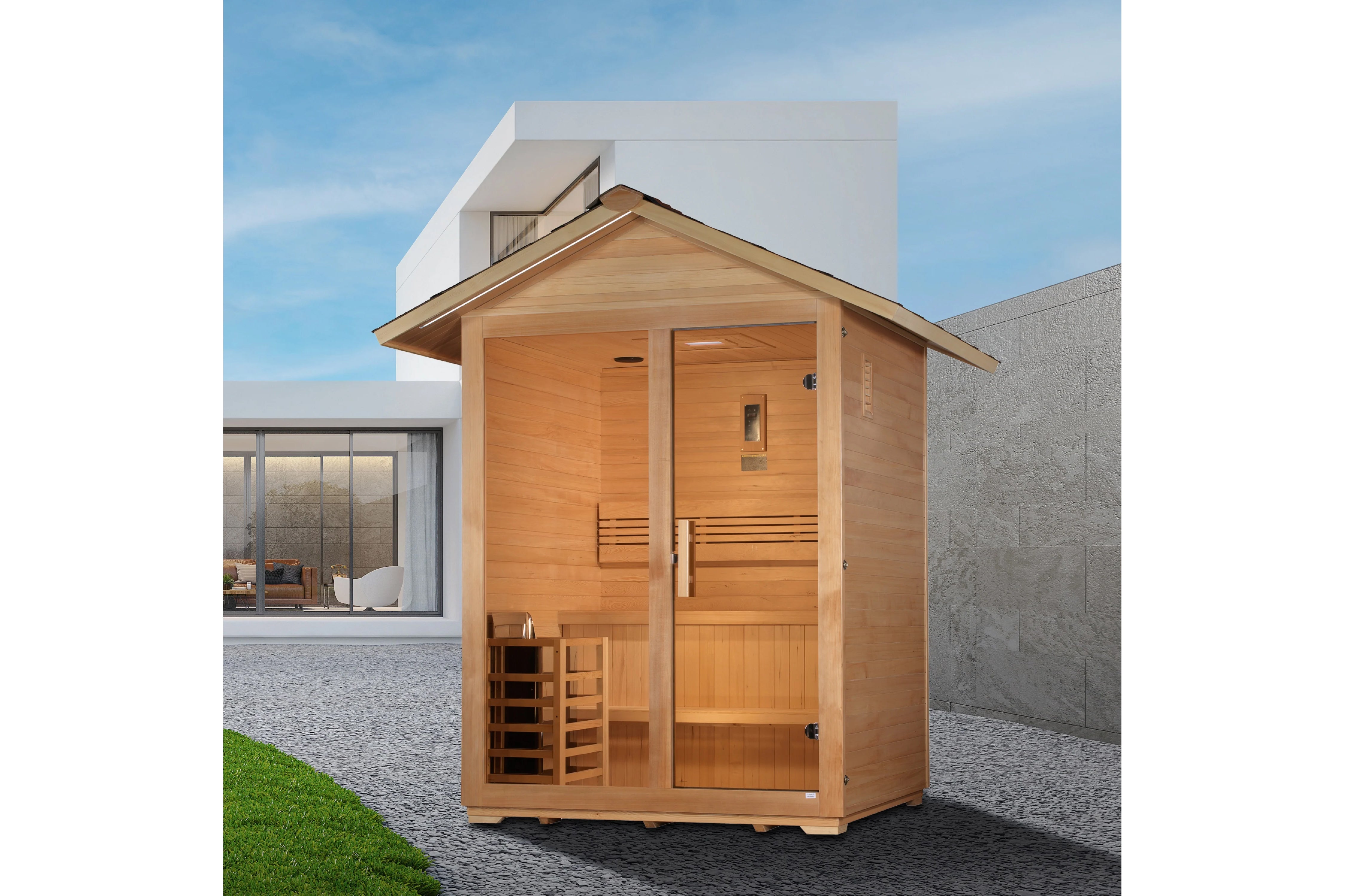Golden Designs Arlberg 3-Person Outdoor Sauna - Traditional Wooden Sauna for Home, Backyard & Relaxation - Perfect for Family Use, Detox & Stress Relief