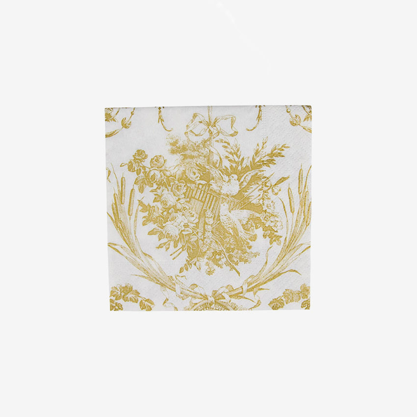 Elegant Romantic Toile Napkins for Fine Dining | Caspari Premium Cotton Table Linens | Perfect for Weddings, Anniversaries & Formal Dinner Parties