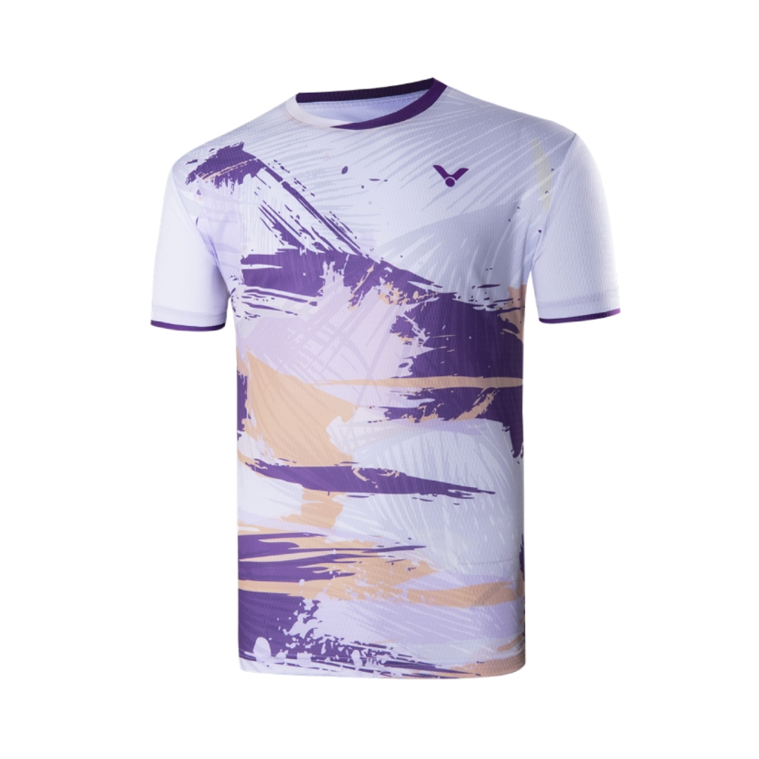 Victor T 35000TD J Unisex Badminton Game T-Shirt - Moisture Wicking Sports Tee for Men & Women (Lilac) - Perfect for Badminton, Tennis & Casual Wear