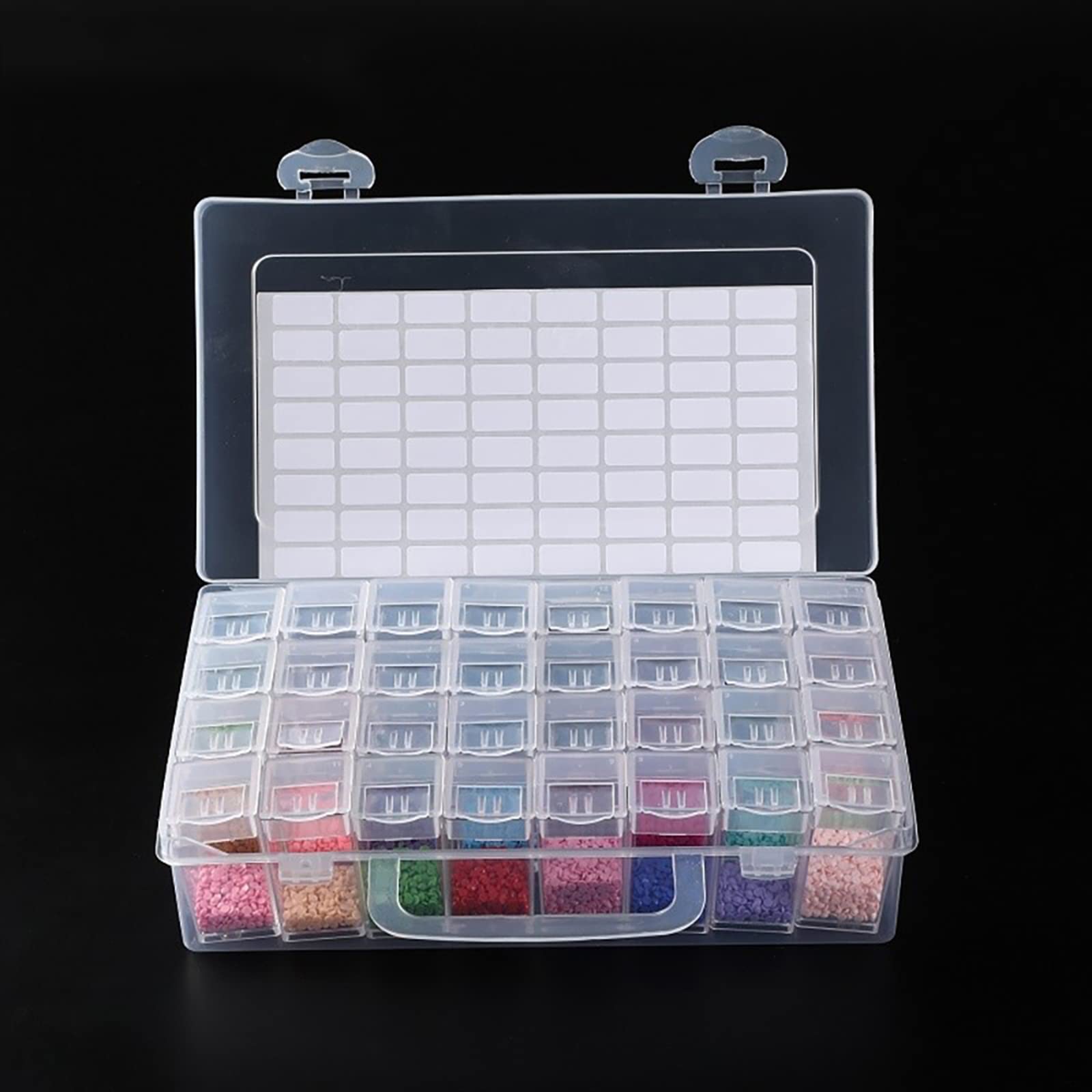 SanerDirect 32 Grids Diamond Painting Drill Storage Containers - Diamond Art Organizer Case with Labels for Embroidery Beads & Rhinestones | Perfect for DIY Crafts, Scrapbooking & Jewelry Making