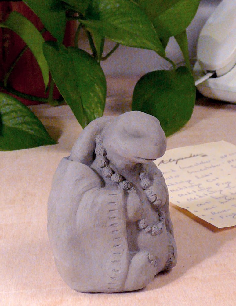 Modern Artisans Meditating Turtle Statue - 3-Inch Small Grey Cast Stone Desk Pet for Office Decor, Zen Meditation & Stress Relief Gift