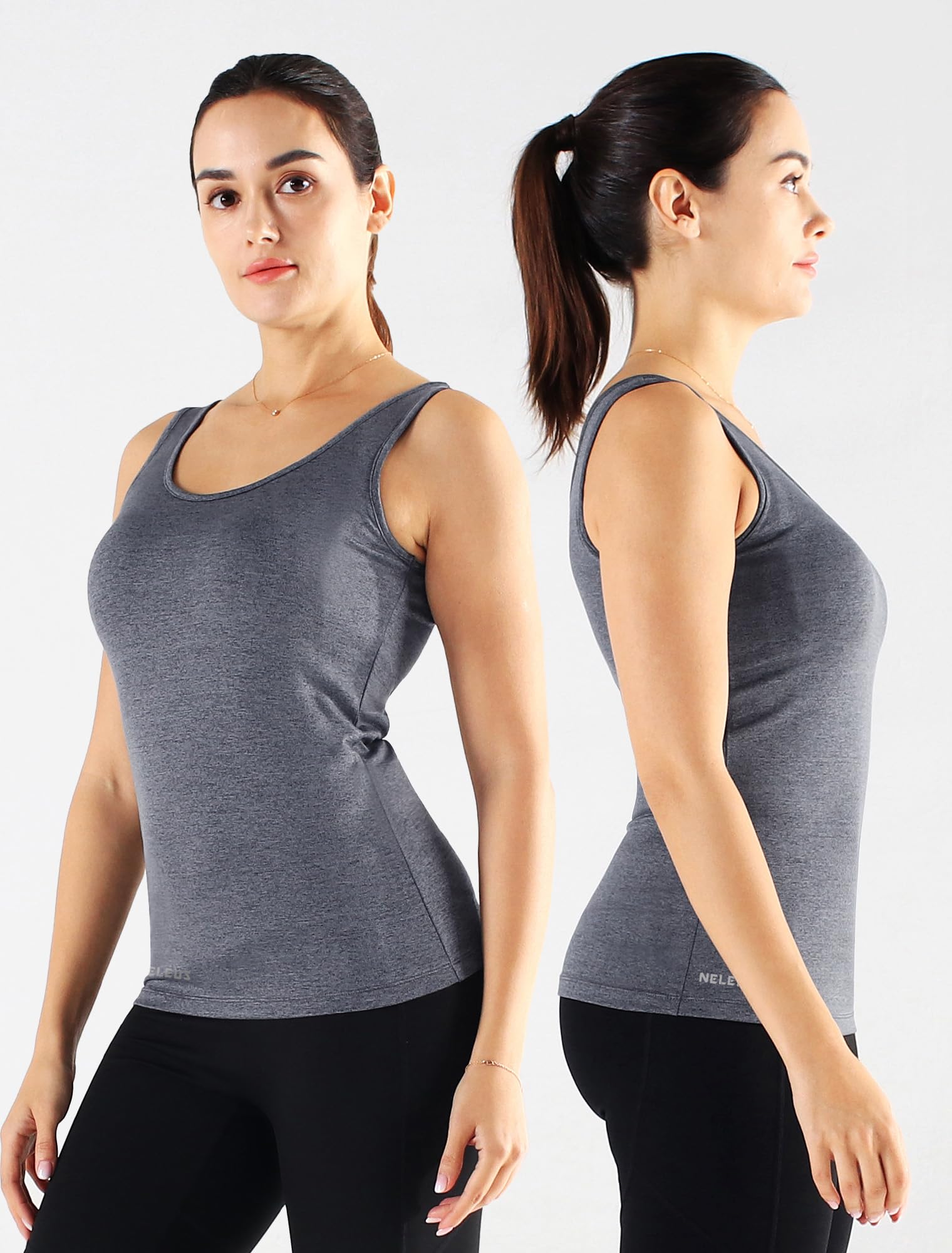 NELEUS Women's 3 Pack Seamless Yoga Sports Bras - High Support Compression Tank Tops with Removable Cups for Running, Workout & Gym - Moisture Wicking Athletic Shirts for Active Women
