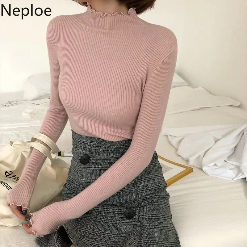 Women's Stretchable Turtleneck Sweater - Soft & Comfortable Winter Pullover for Casual Wear, Office & Date Night