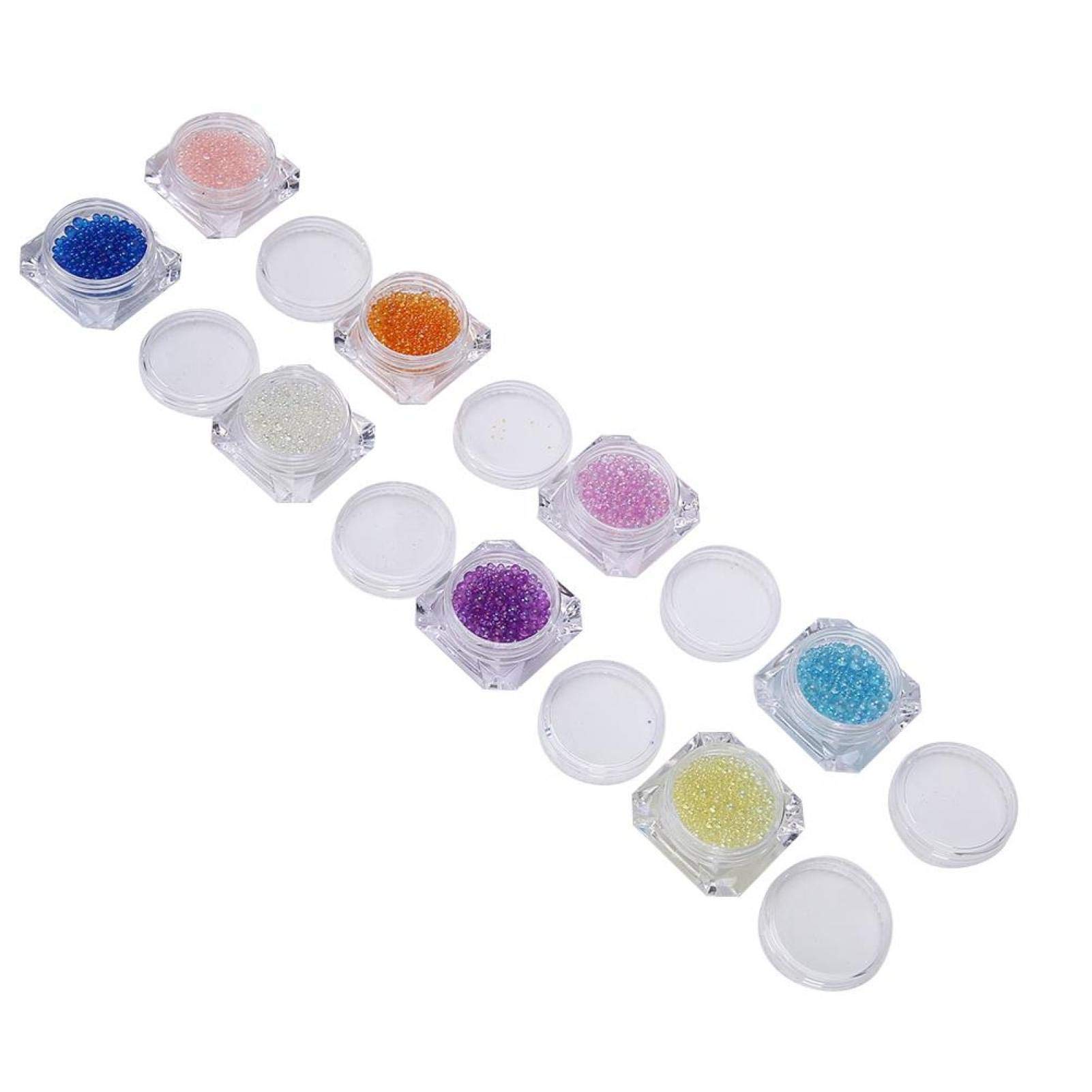 8pcs Bright Color DIY Nail Art Beads - Assorted Nail Decoration Beads for Creative Nail Designs | Perfect for Home Manicures, Salon Use & Party Nail Art