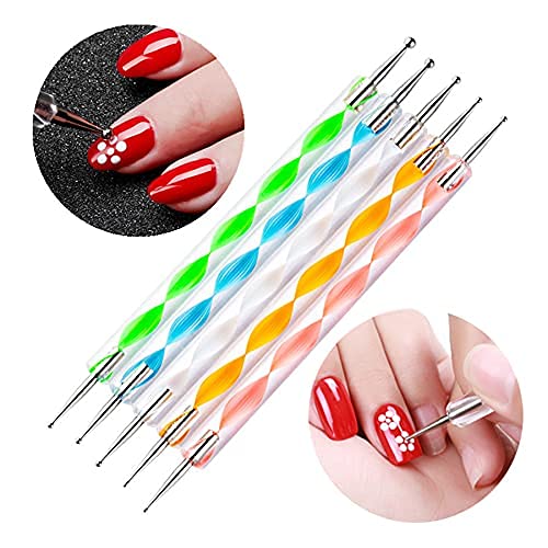 ALVRIO 5PCS Dotting Pens & 3PCS Nail Art Brushes Set - Professional Nail Design Tools Kit for Acrylic, Gel Polish & Manicure - Perfect for DIY Nail Art, Salon Use & Home Manicures