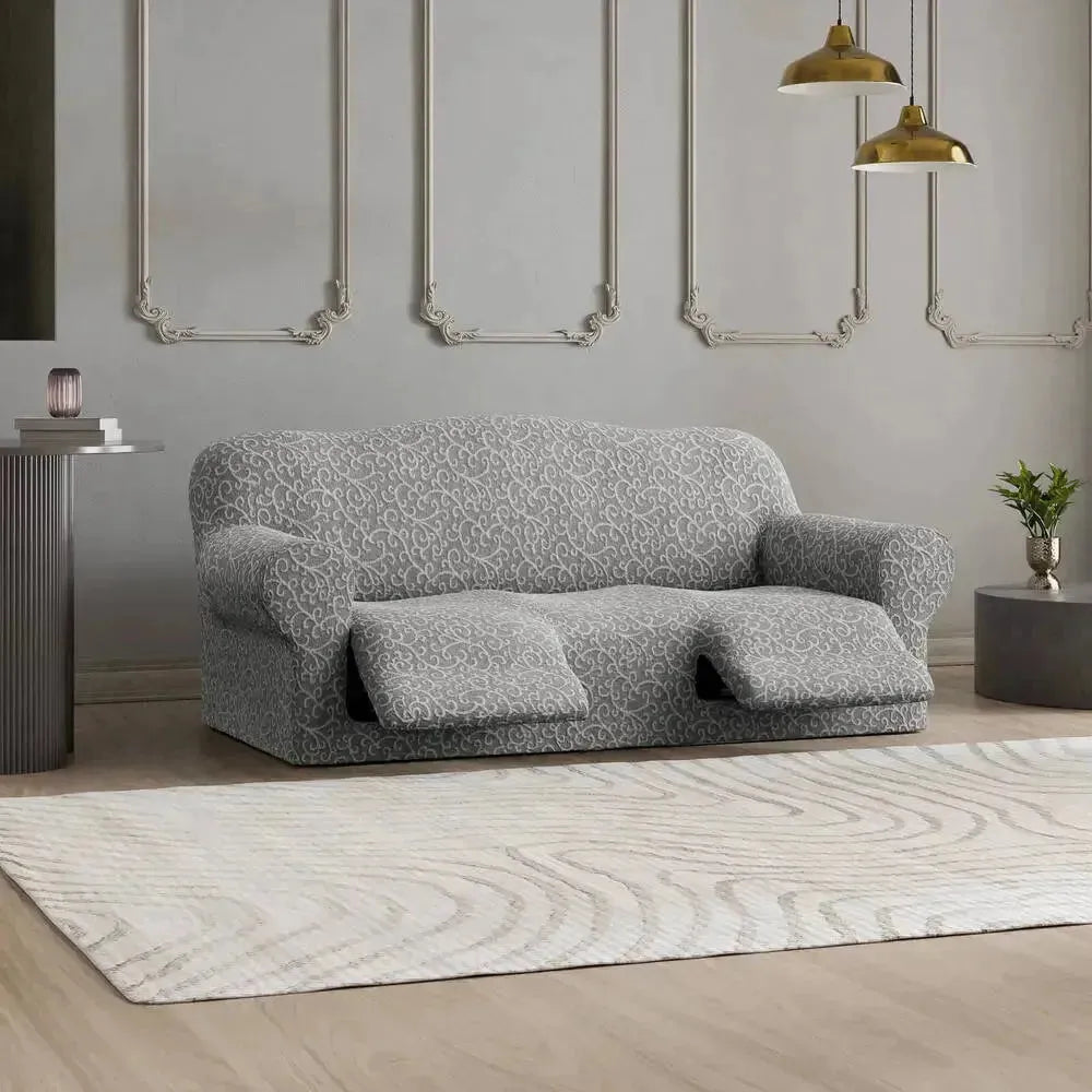 3 Seater Recliner Slipcover - Jacquard 3D Collection Sofa Cover | Stretchable Furniture Protector for Living Room, Home Theater & Family Room