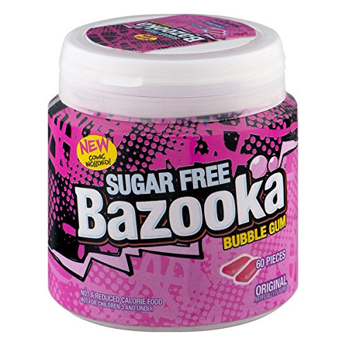 Sugar Free Bazooka Bubble Gum - 60 Count Tub for Fresh Breath & Fun Chewing - Perfect for Parties, Travel, and Office Use