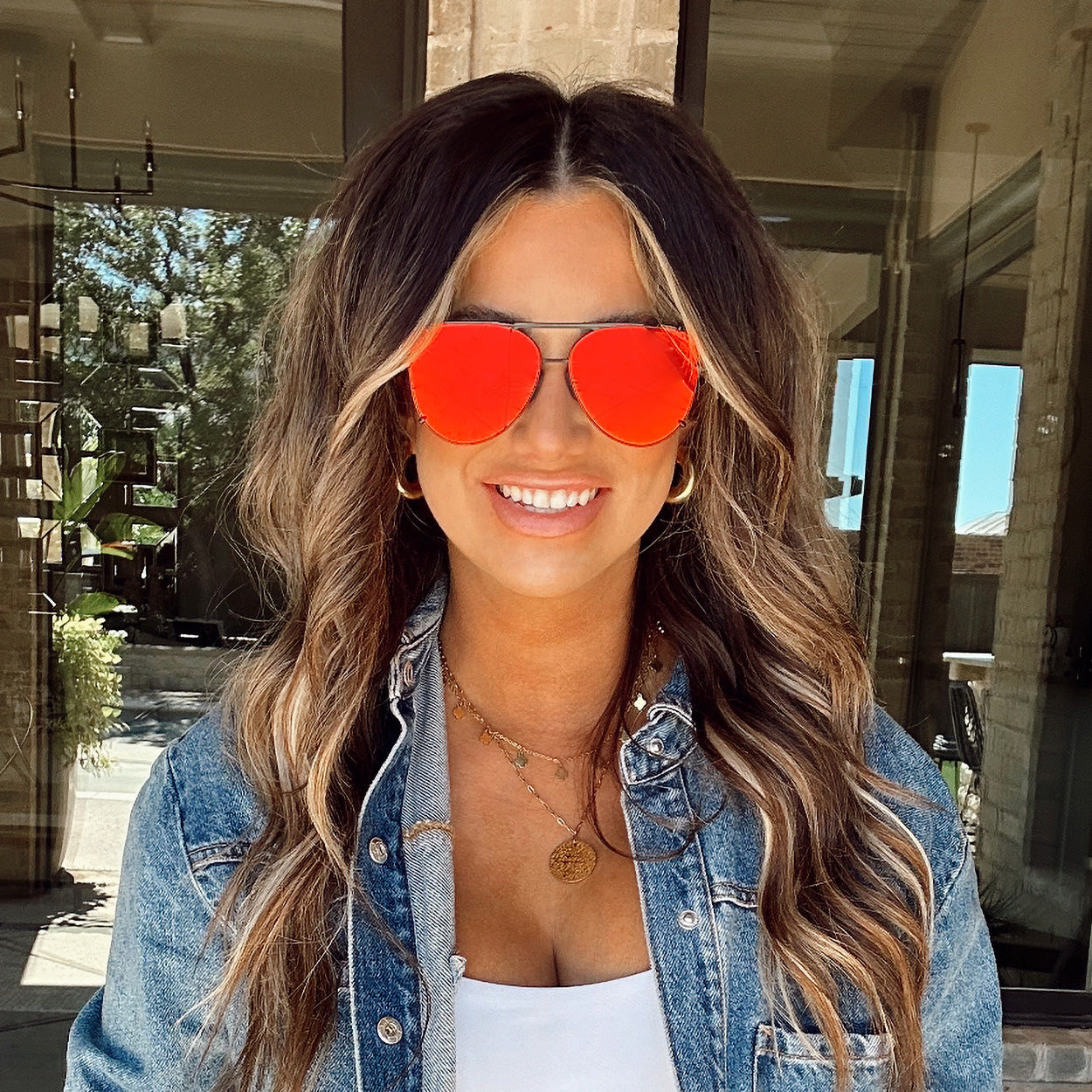 Tangle Free Mirrored Red Aviator Sunglasses for Women - Polarized UV Protection - Fashionable Retro Style for Driving, Beach & Outdoor Activities