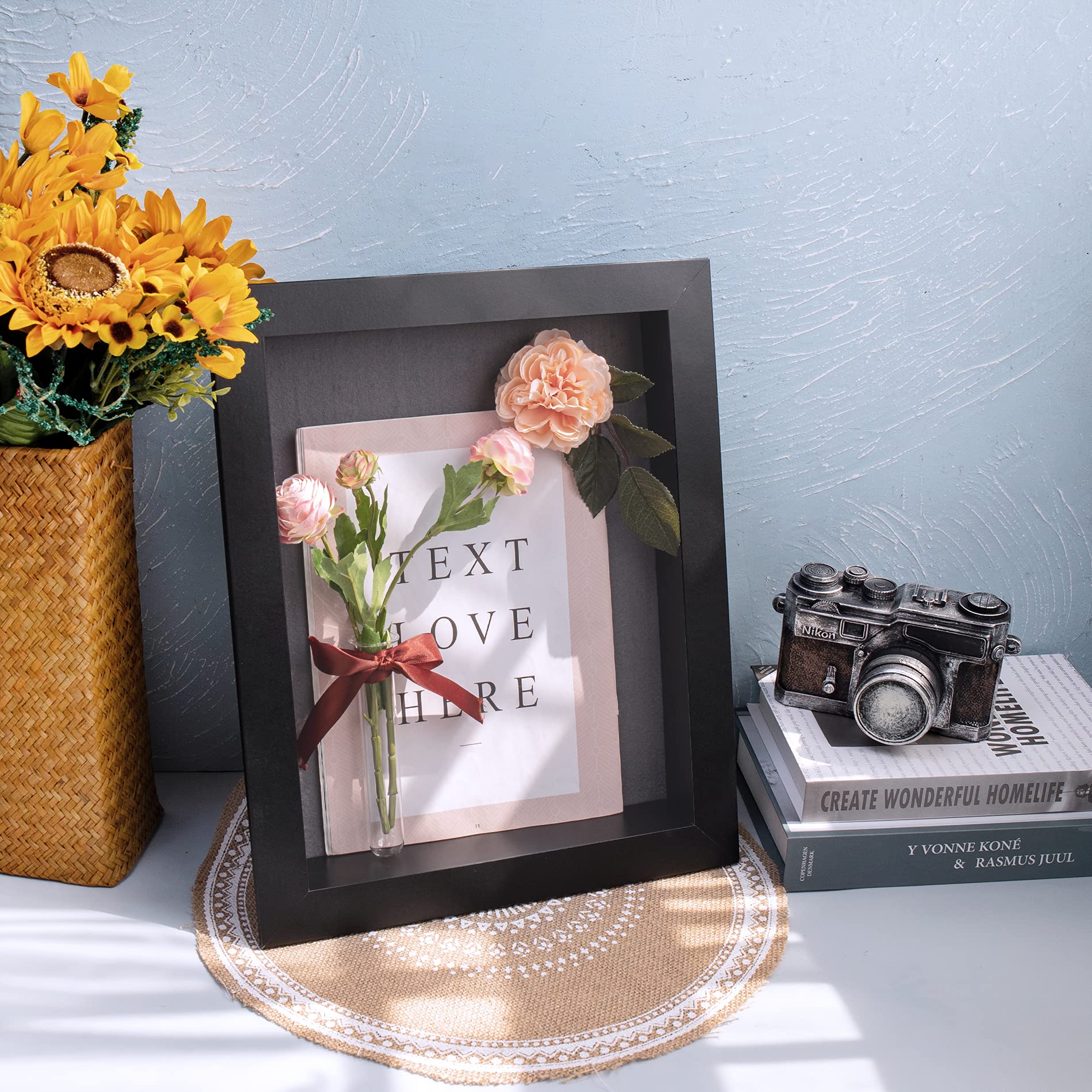 Frametory 11x14 Shadow Box Frame - Front Opening Display Case with 2 Inch Depth for Wall & Tabletop - Memory Keepsake Box with 6 Pins Included (Black) - Perfect for Displaying Photos, Memorabilia, Wedding Souvenirs & Collectibles