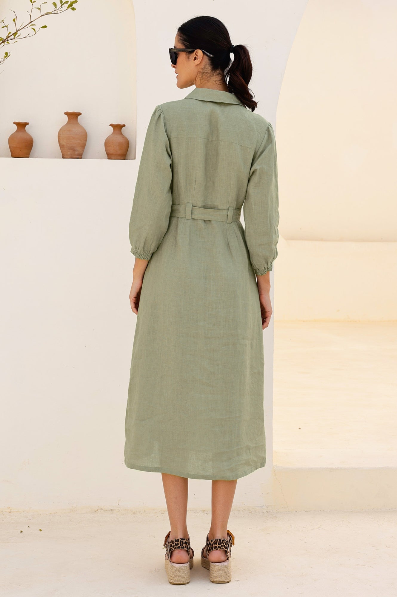 Linen Shirt Dress for Women - Breathable Khaki Summer Dress | Casual Beachwear, Office Outfit & Vacation Style