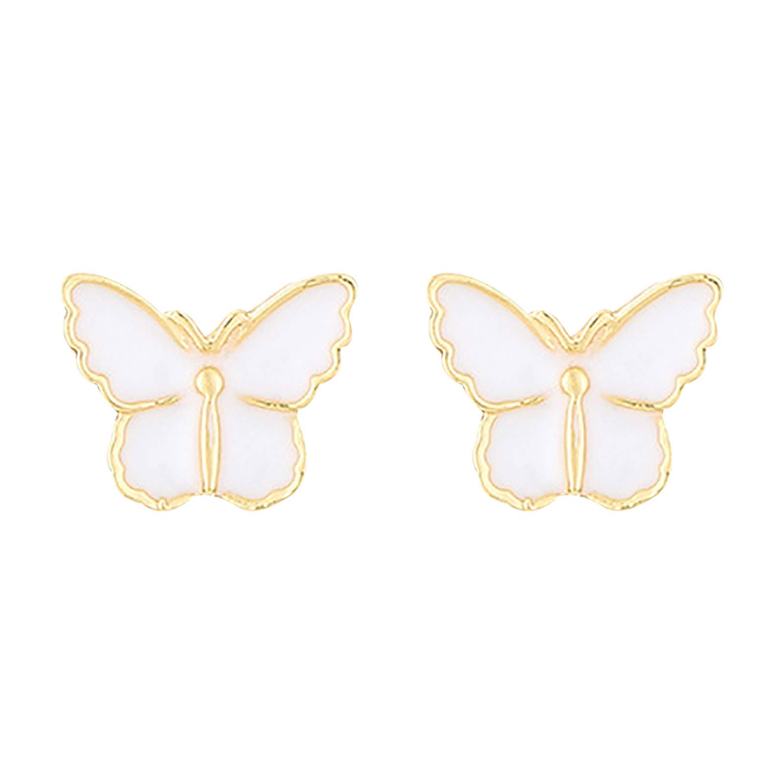 Korean Fashion White Butterfly Stud Earrings for Women - Dainty & Elegant Jewelry Gift for Students, Birthday, Party, or Everyday Wear (One Size, White)