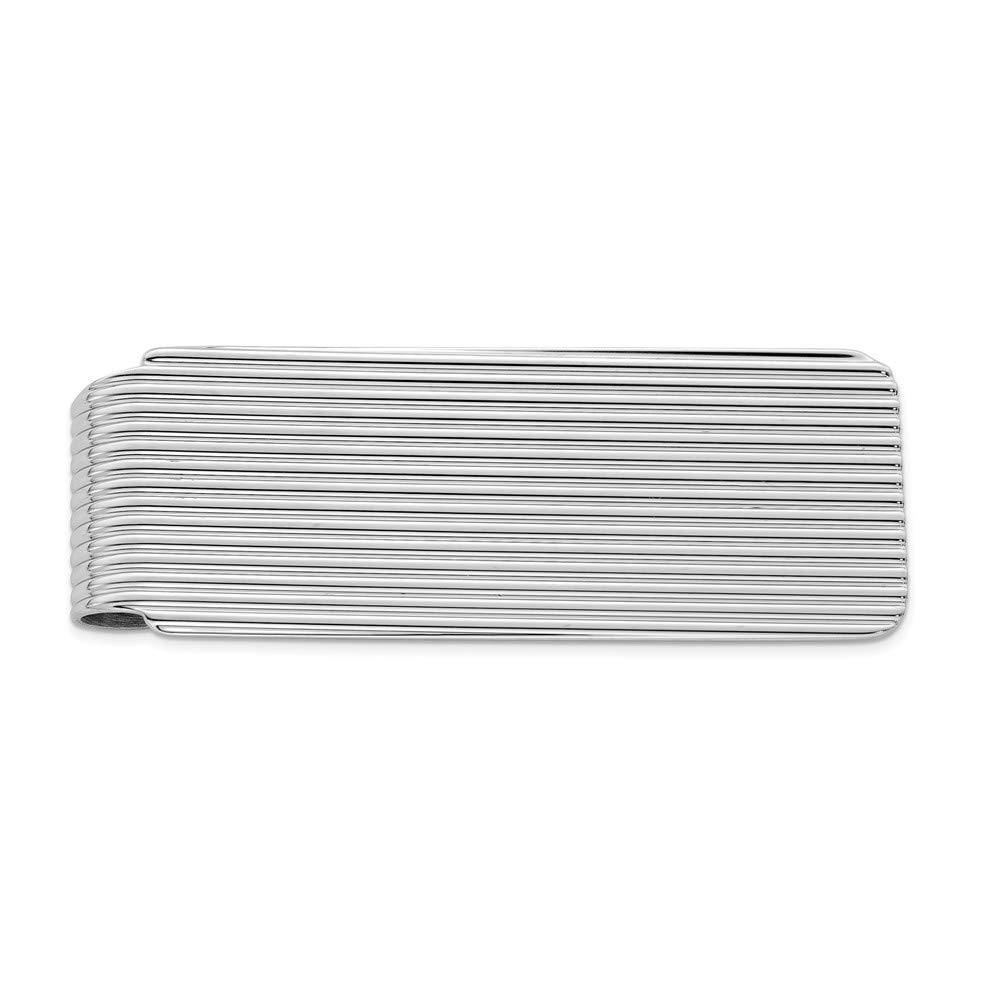 Sterling Silver Rhodium-Plated Money Clip for Men - Slim & Secure Cash Holder - Perfect for Gifts, Travel, and Everyday Use