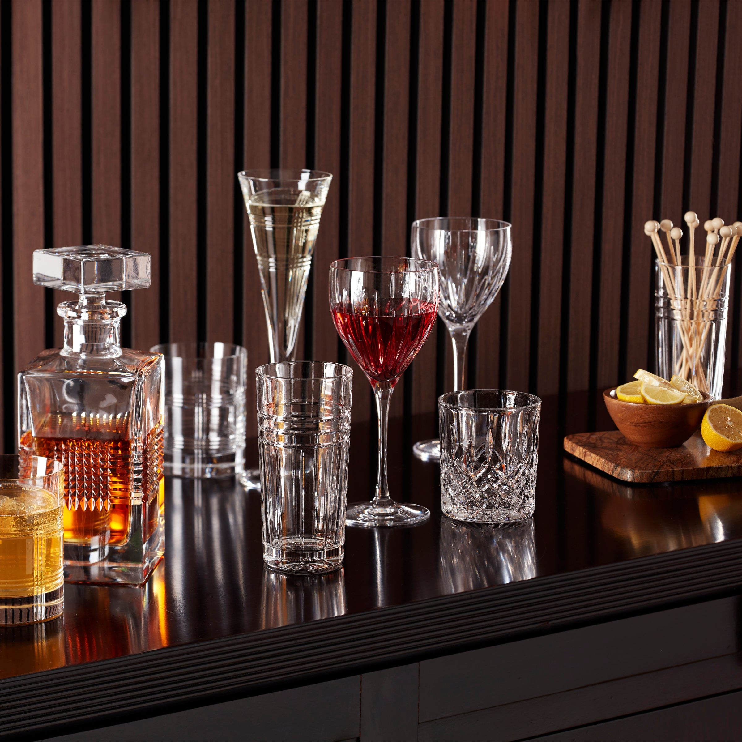 Premium Tempo Crystal Highball Glasses Set of 4 - Elegant Whiskey & Cocktail Drinking Glasses for Home Bar, Parties & Entertaining