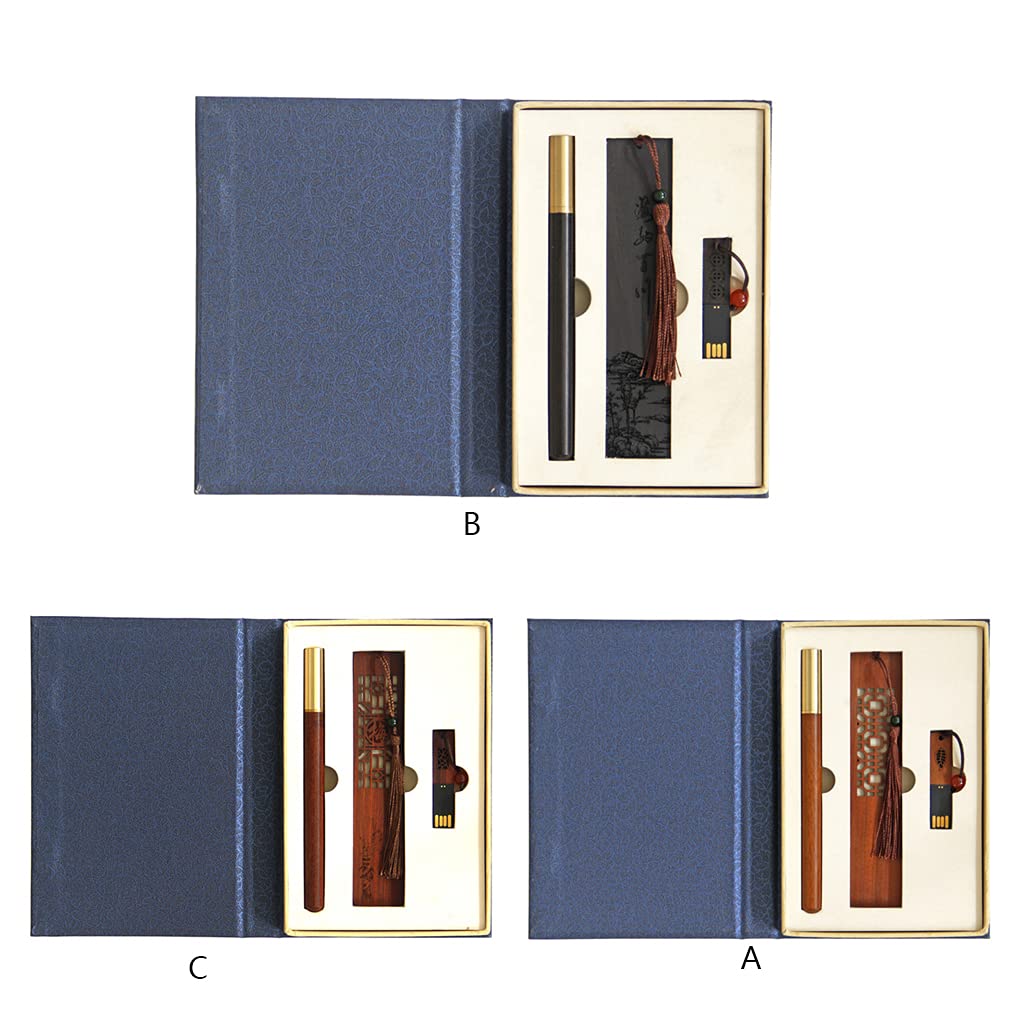 Premium Ebony Wood Pen & Bookmark Set - Vintage Business Writing Pen with Wooden Disk - Elegant Stationery Gift for Professionals, Writers & Students - Perfect for Office, Home & School Use