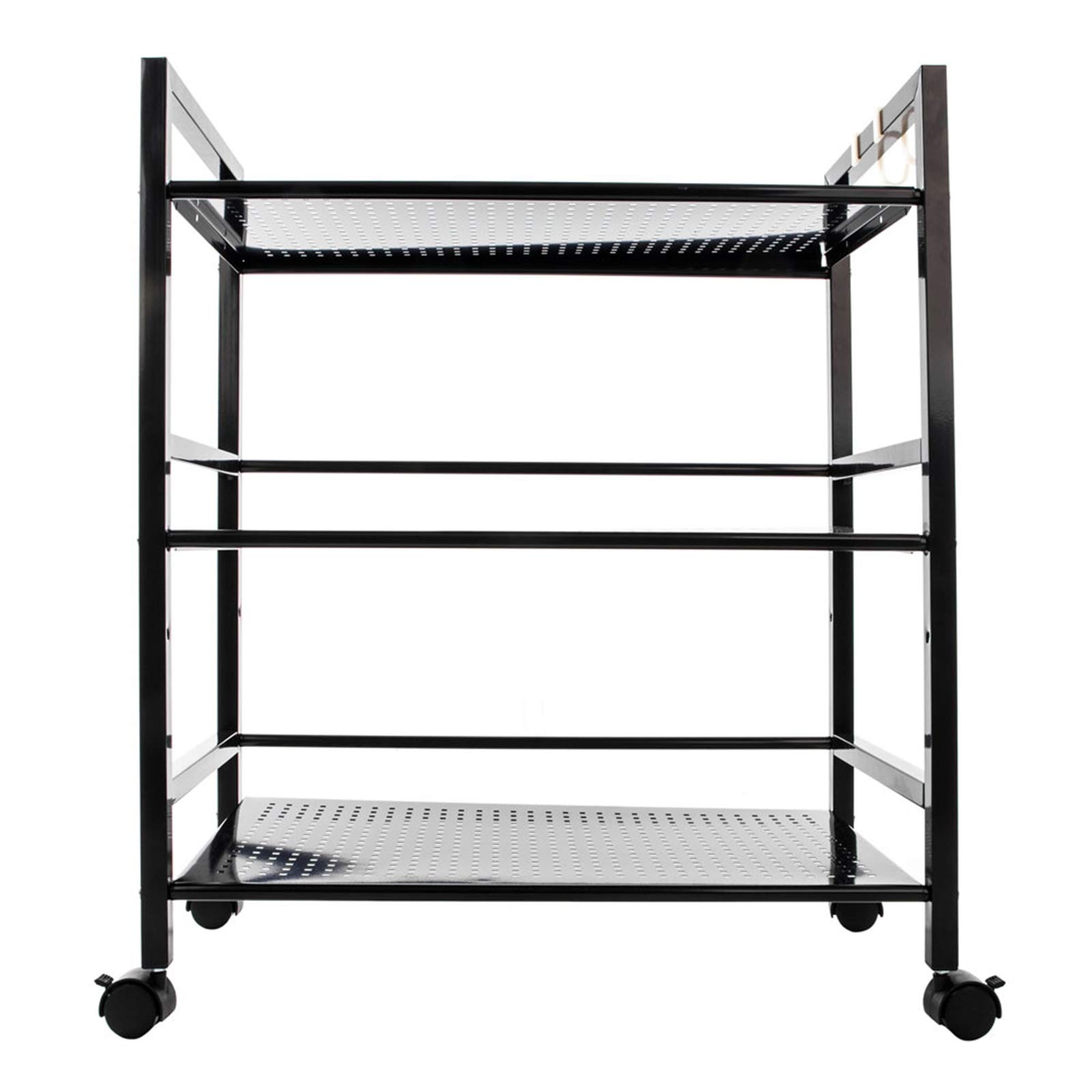 Festnight 3-Tier Rolling Kitchen Cart with Wheels - Black Storage Organizer with Hooks for Kitchen, Bathroom, Living Room & Office - Perfect for Spice Racks, Bathroom Essentials & Home Organization