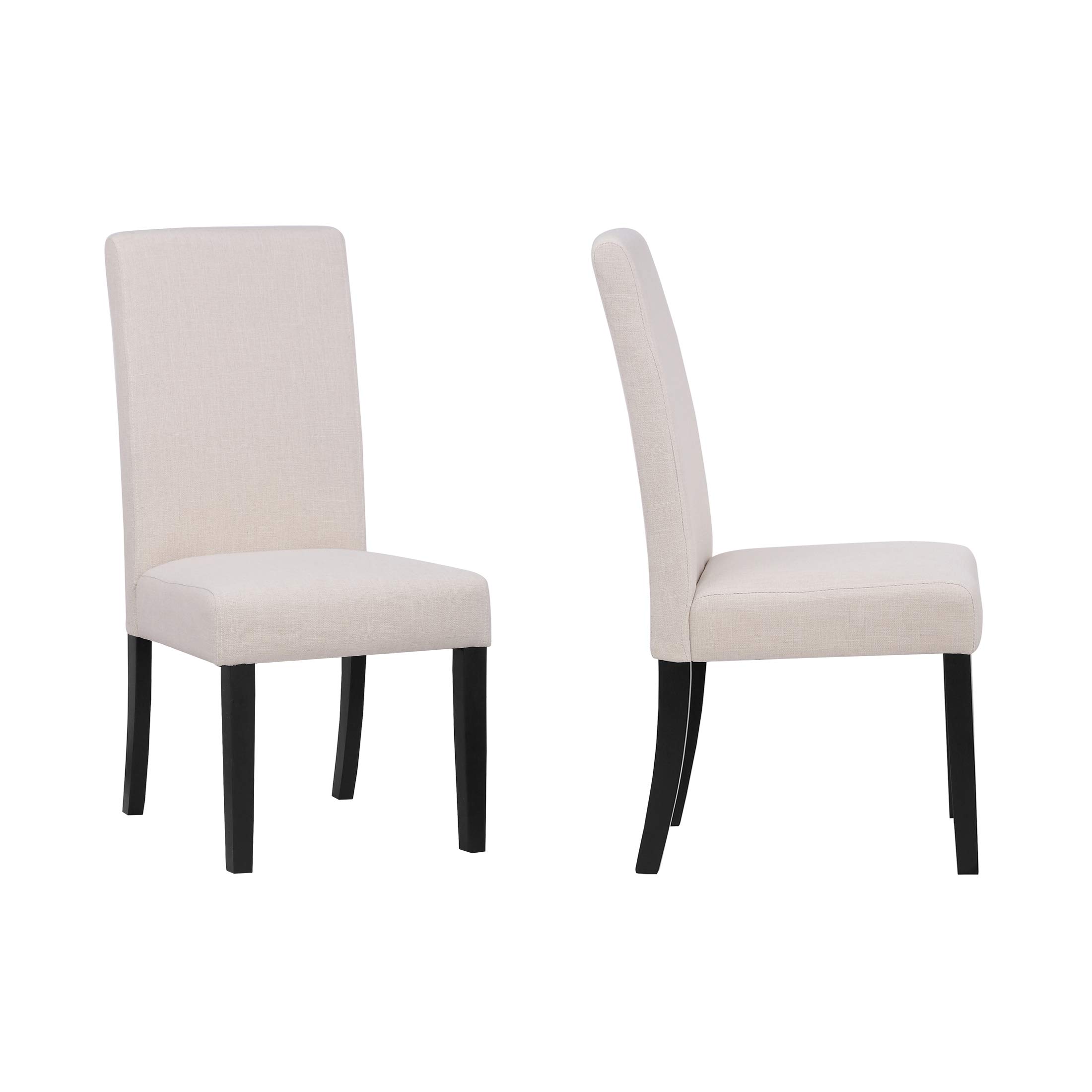 WestinTrends Linox Upholstered Dining Room Chairs Set of 2 - Modern Parsons Kitchen Chairs with Linen Fabric & Solid Wood Legs, Beige - Perfect for Dining Tables & Home Decor