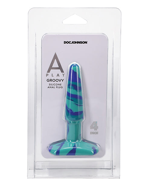 Groovy Silicone Anal Plug - 4 Inch Blue - Comfortable & Safe for Beginners - Perfect for Solo Play & Couples Fun