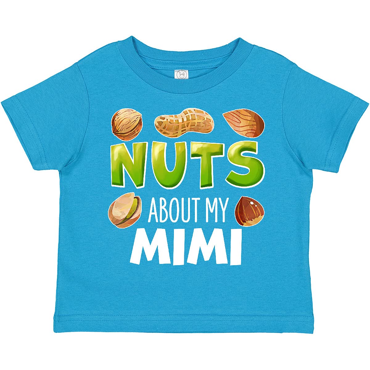 Inktastic 'Nuts About My Mimi' Peanut, Almond, Pistachio Toddler T-Shirt - Cute Graphic Tee for Kids, Grandparents Day Gift, Family Matching Outfit Idea