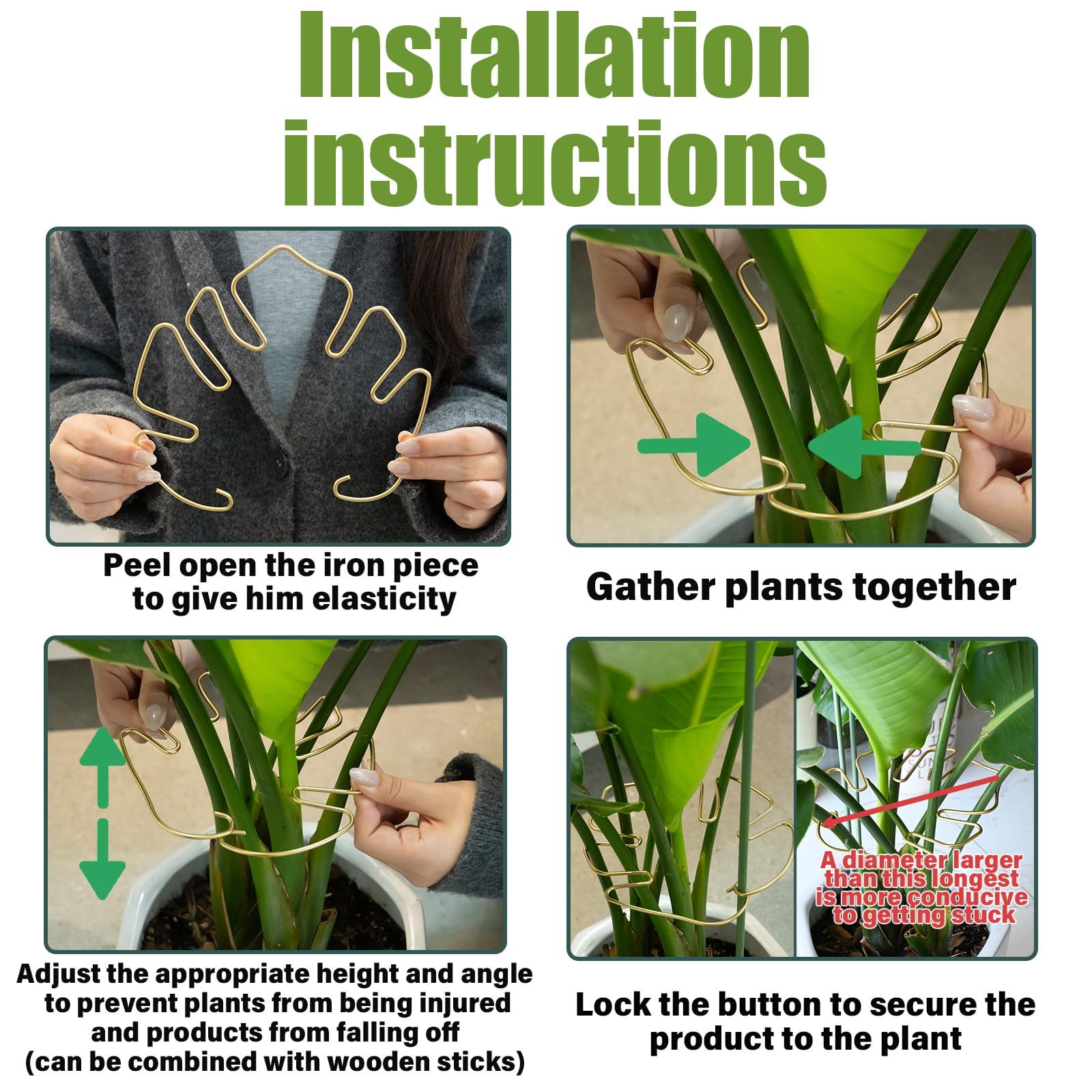 Monstera Plant Support Stakes - 5-Piece Durable Indoor Plant Support System for Monstera Deliciosa & Philodendron - Premium Leaf Clamps for Healthy Growth - Perfect for Home Gardening & Office Plants