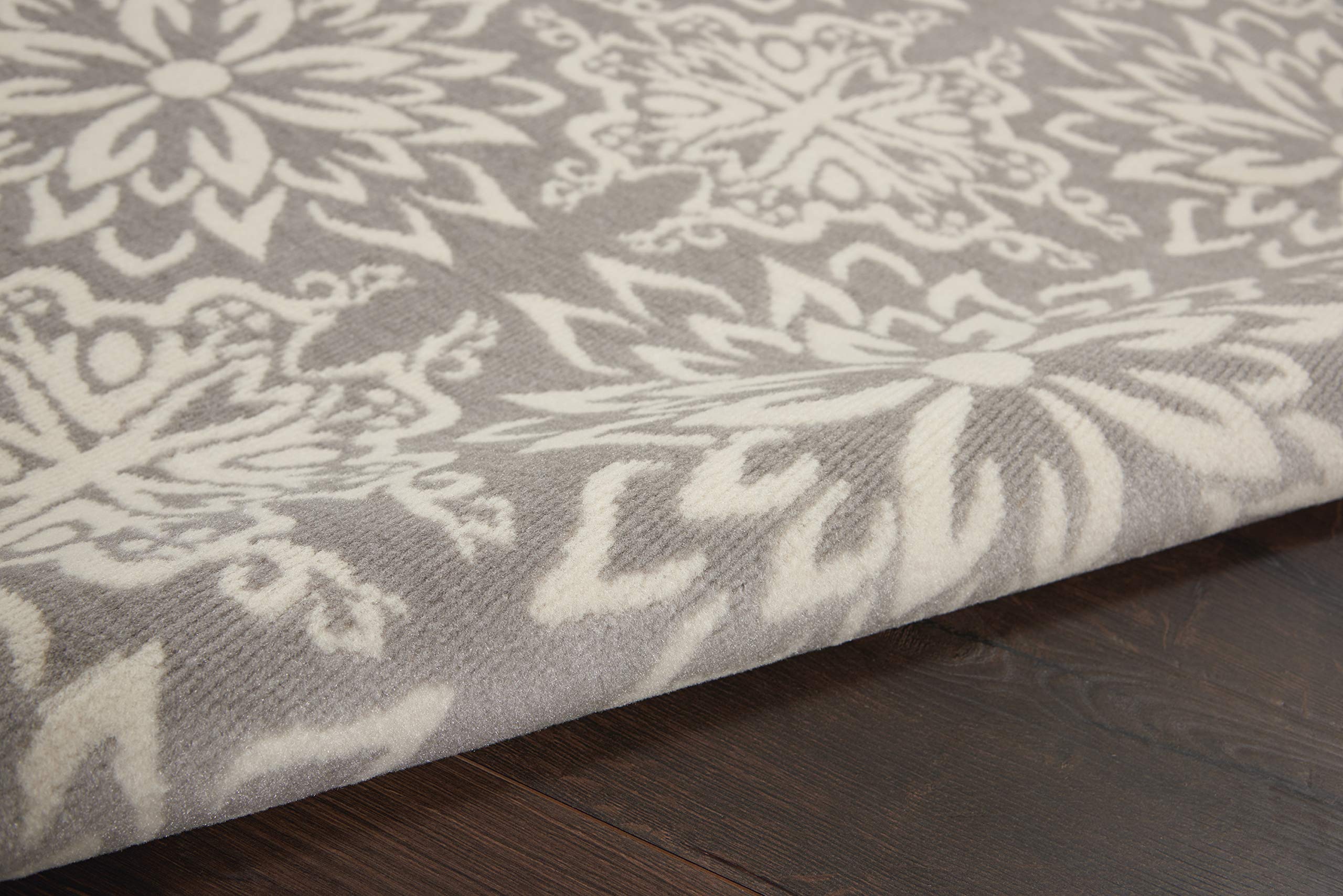 Nourison Jubilant Floral Ivory/Grey 6' x 9' Area Rug - Easy Cleaning, Non-Shedding, Stain Resistant for Bedroom, Living Room, Dining Room & Kitchen | Perfect for Home Decor, Family Gatherings & Pet-Friendly Spaces (6x9)