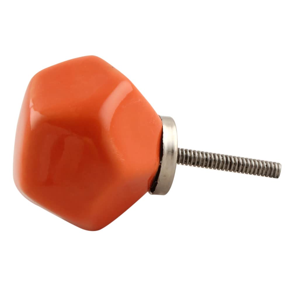 16-Piece Solid Ceramic Orange Luxury Drawer Knobs - Elegant Kitchen Cabinet Hardware & Dresser Pulls for Home Decor - Perfect for Cabinets, Drawers, Furniture & DIY Projects