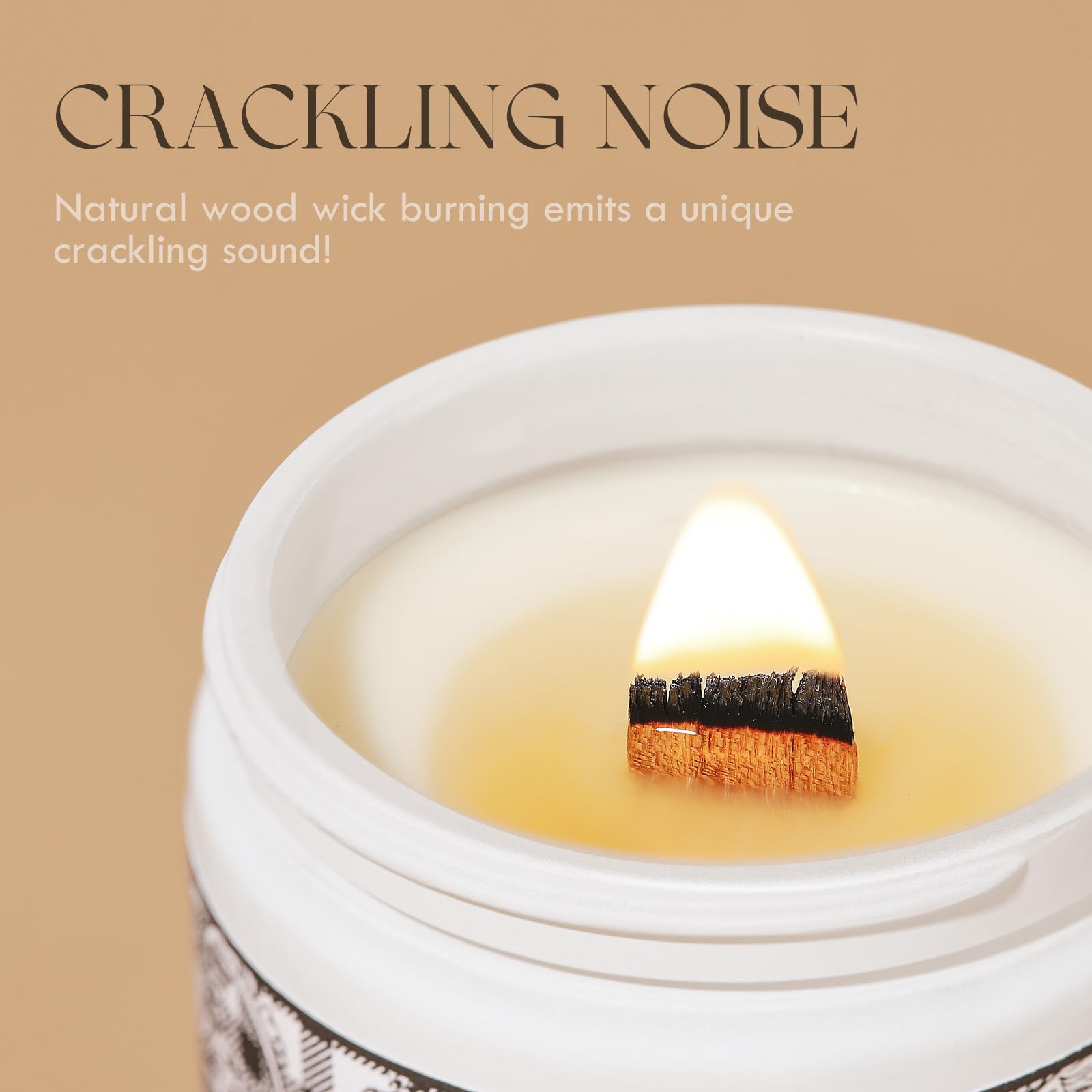 AOOVOO Wood Wick Scented Candles - Vanilla & Cream Soy Candles for Relaxation & Gifts