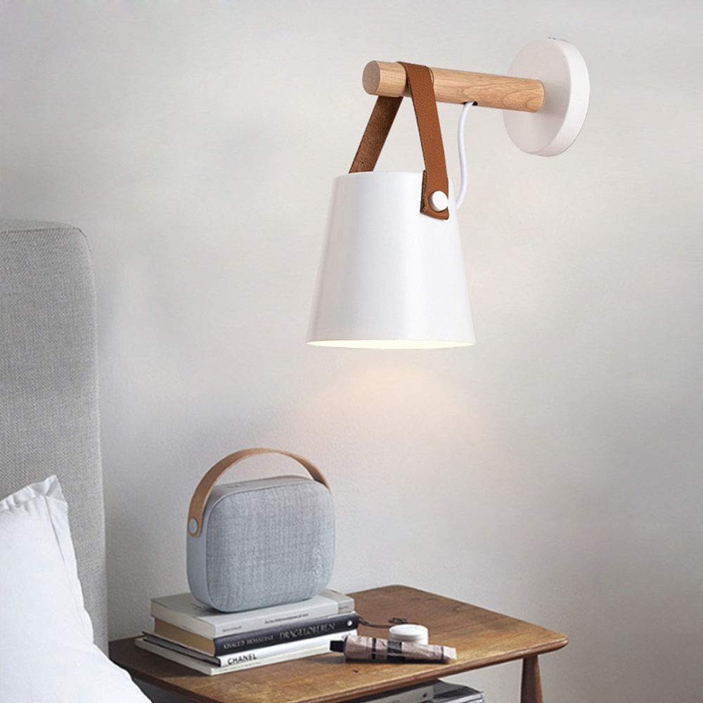 Modern Industrial E26 LED Wall Sconce Lighting - Belt Wall Lamp for Bedroom, Living Room & Corridor - White Finish - Perfect for Loft, Apartment and Commercial Spaces