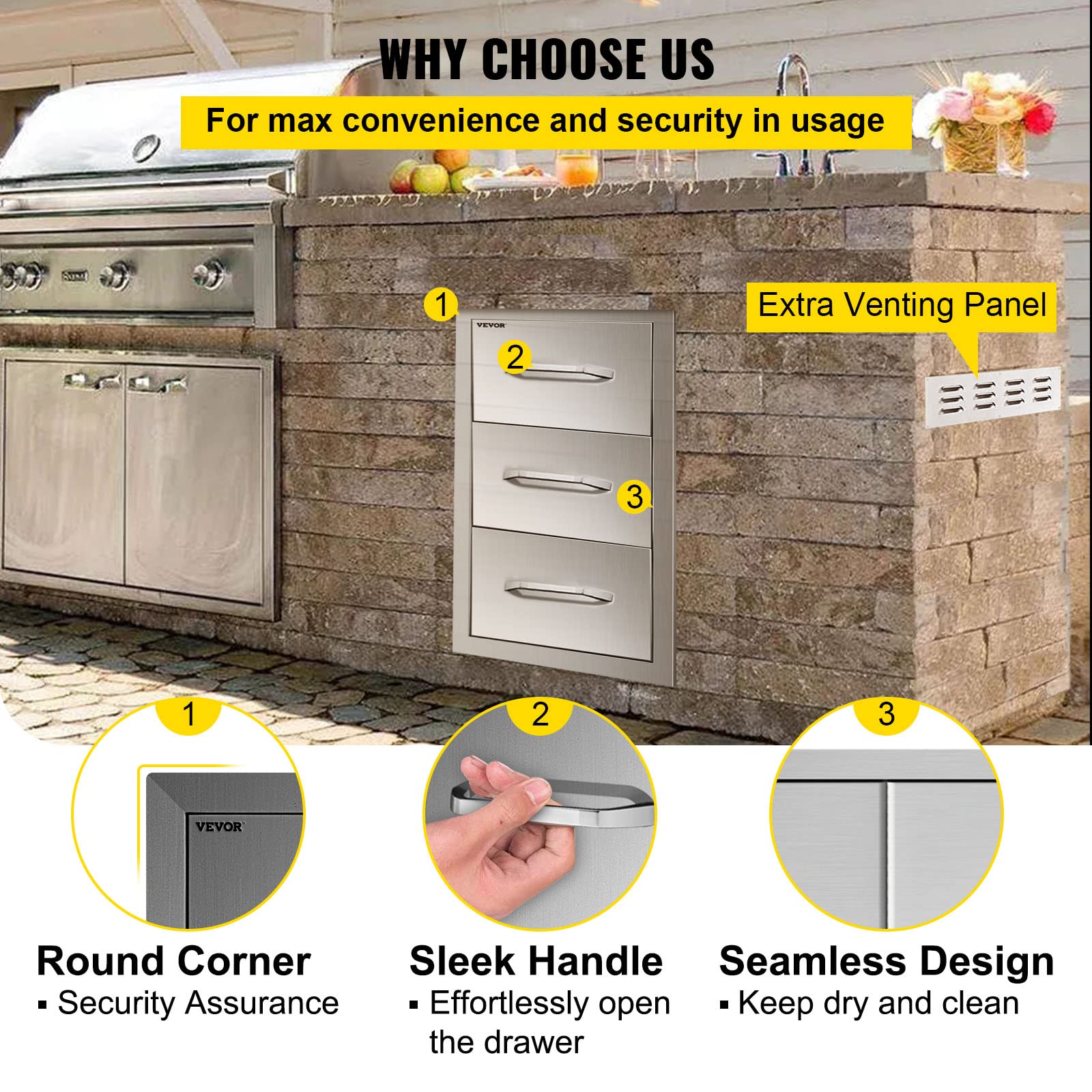 VEVOR Stainless Steel Outdoor Kitchen Cabinets 16