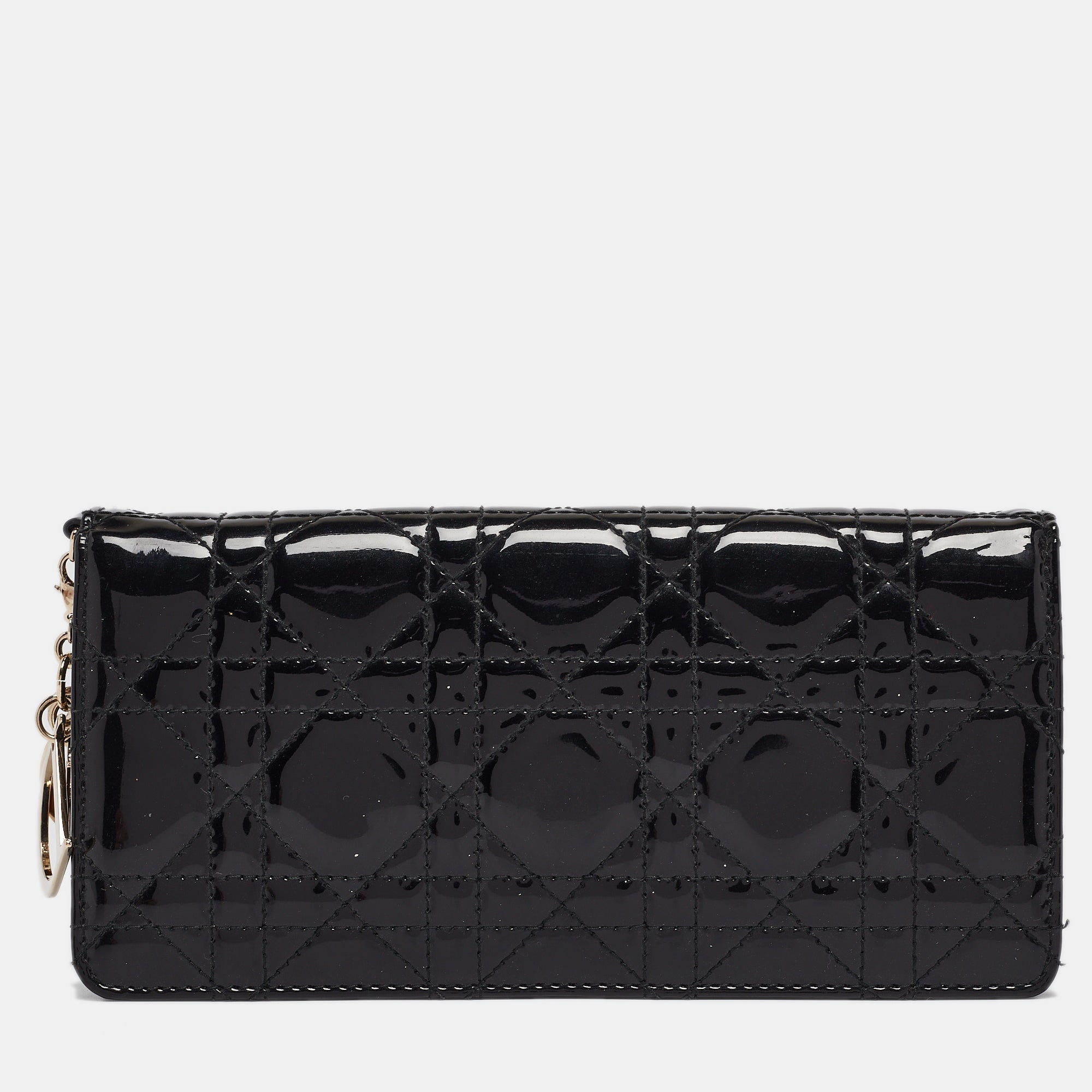 Black Cannage Patent Leather Women's Continental Wallet - Elegant & Durable for Everyday Use, Travel, and Business