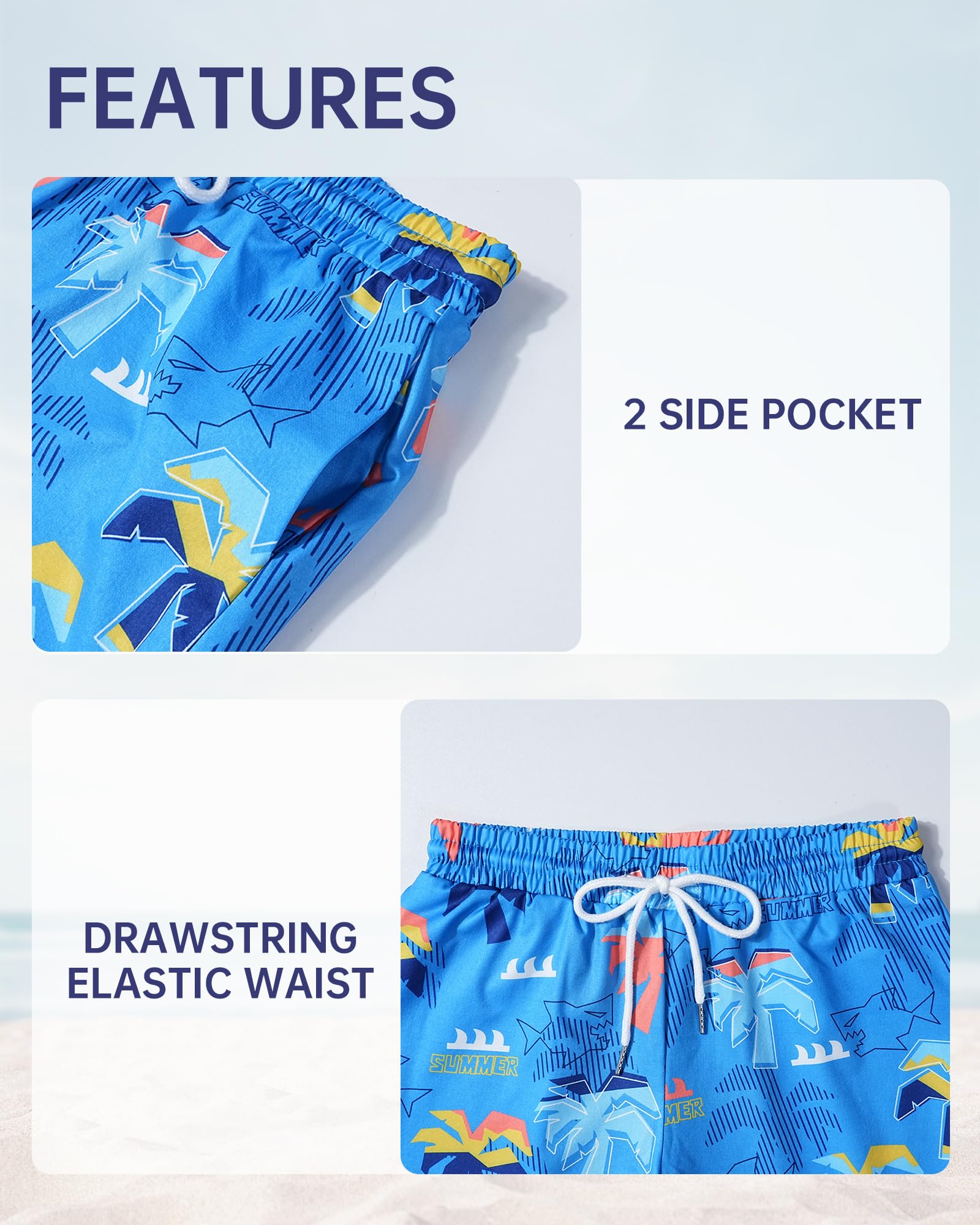 HASMES Boys Swim Trunks with Compression Liner - Quick Dry Bathing Suits & Board Shorts for Kids Age 5-14 Years - Perfect for Swimming, Beach, Pool & Water Sports Activities