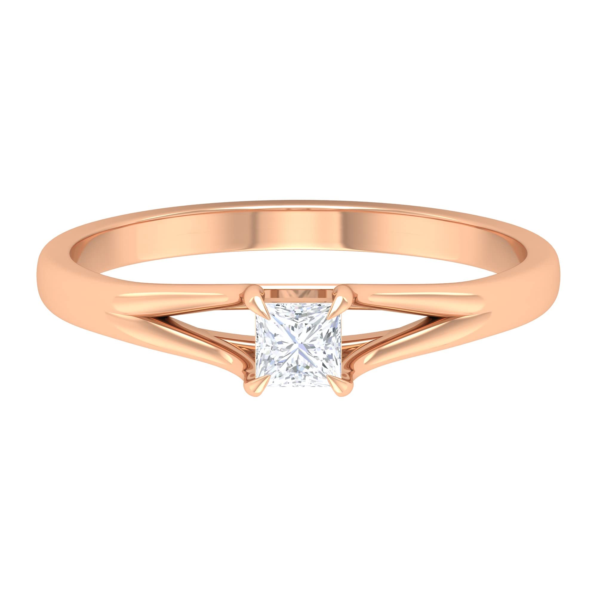 Rosec Jewels 1/4 CT Diamond Solitaire Promise Ring for Women - April Birthstone 14K Solid Gold Engagement Ring - Perfect for Anniversaries, Proposals & Special Occasions