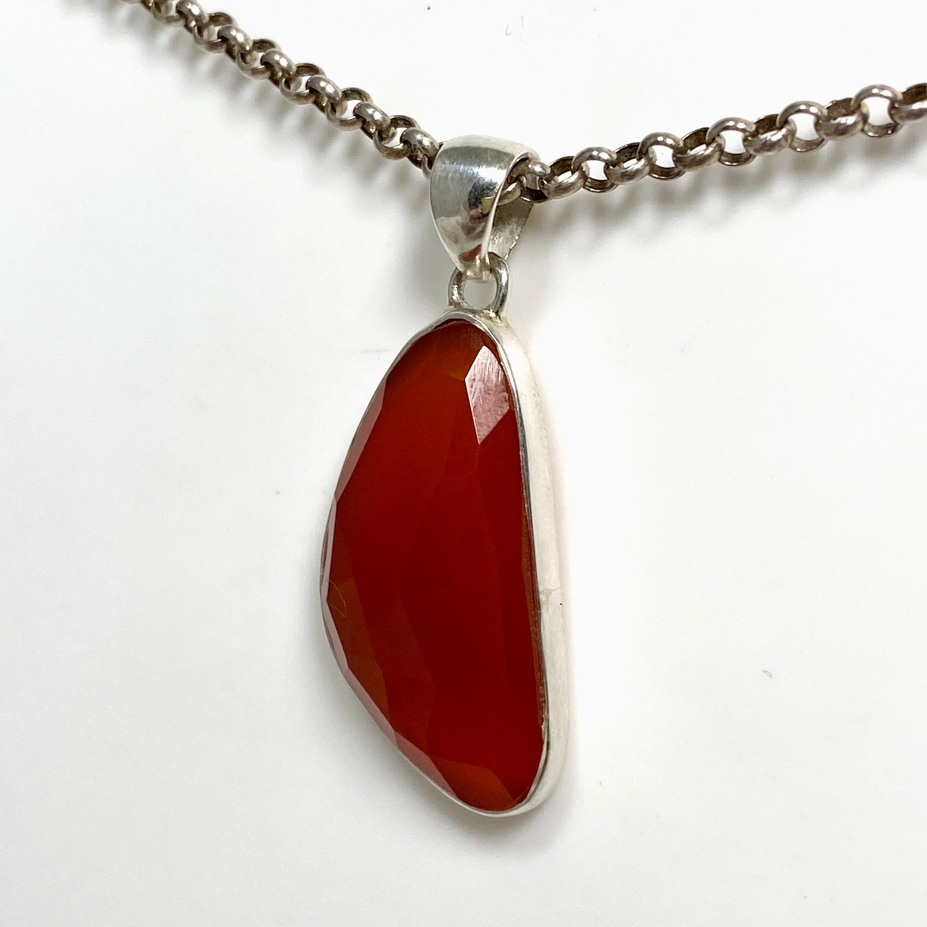 Natural Carnelian Faceted Freeform Pendant Necklace - KPGJ4584 - Handmade Boho Jewelry for Women, Spiritual Healing & Energy Balancing - Perfect for Meditation, Yoga & Everyday Wear