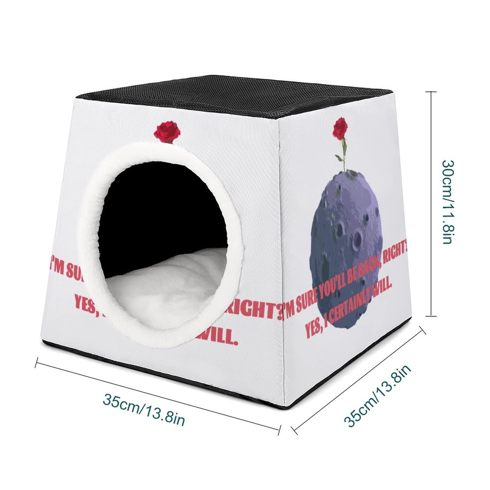 **Printed Cat Cube Kitty House - Indoor Cat Bed & Small Dog Shelter - Warm & Cozy Pet Sofa with Planet Rose Design - Perfect for Lounging, Napping & Playtime**