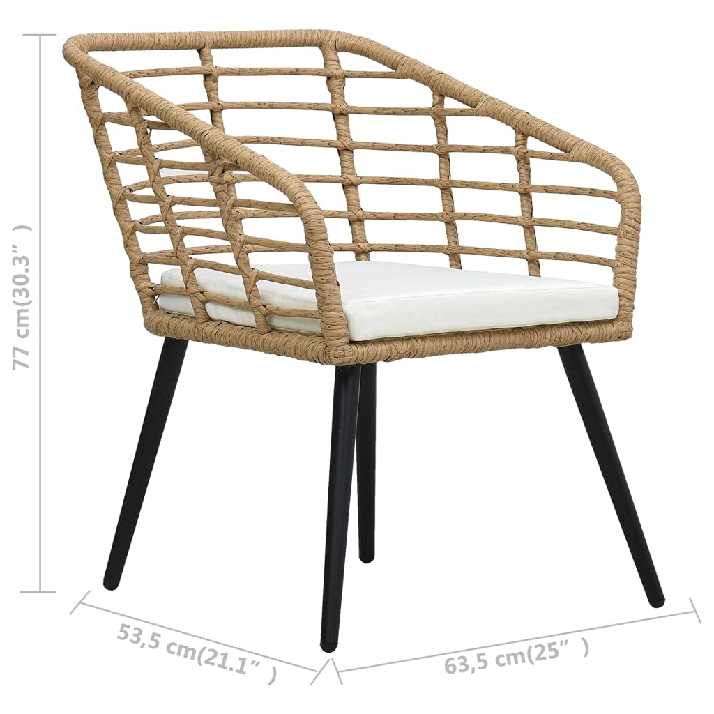 Premium Wicker Outdoor Dining Chairs Set of 2 - Weather-Resistant Poly Rattan Patio Chairs with Cushions for Garden, Deck, Backyard, Terrace, Bistro & Lawn Seating - Oak Finish Comfortable Outdoor Furniture