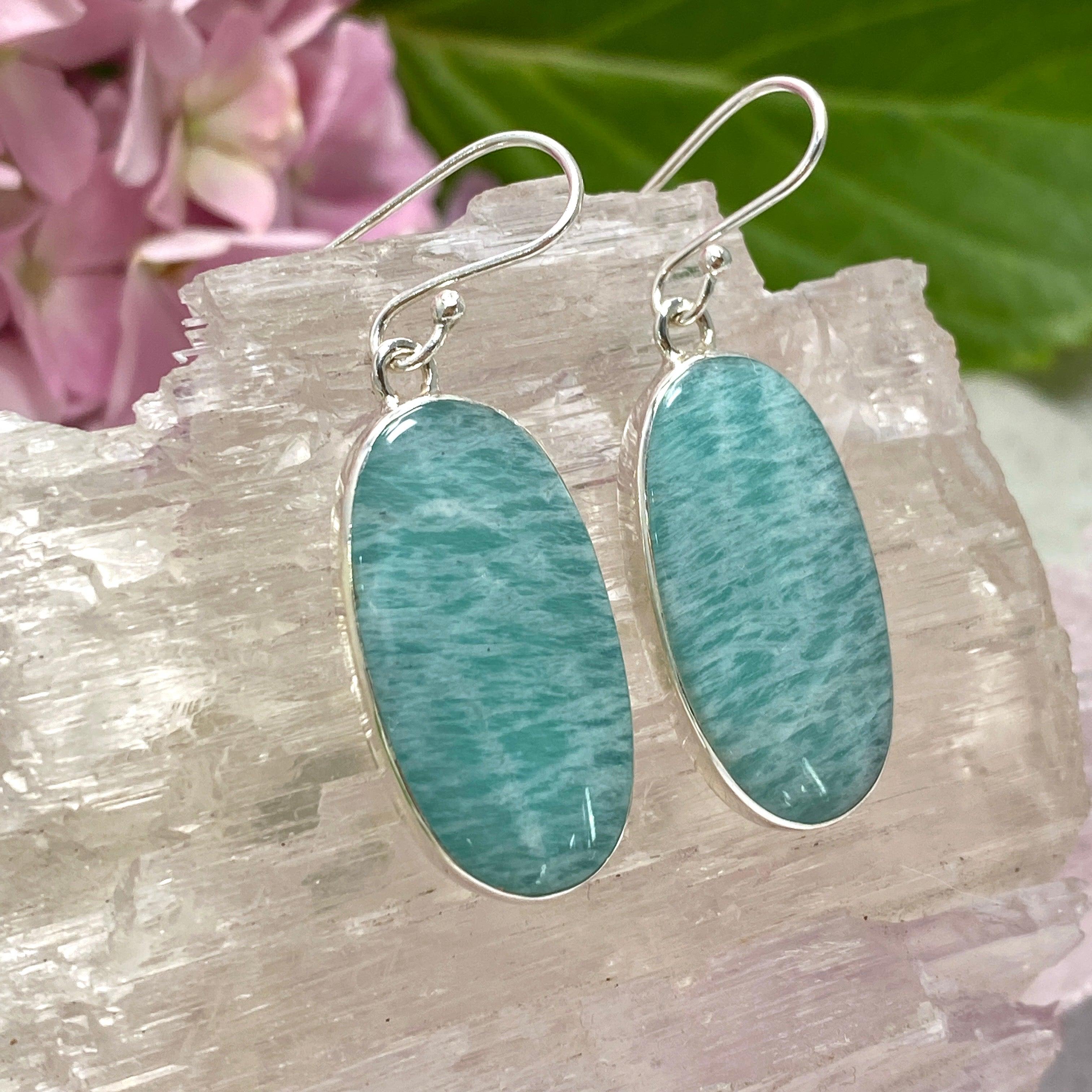 Amazonite Oval Stud Earrings for Women - 925 Sterling Silver Gemstone Jewelry - Elegant Gift for Birthday, Anniversary & Special Occasions