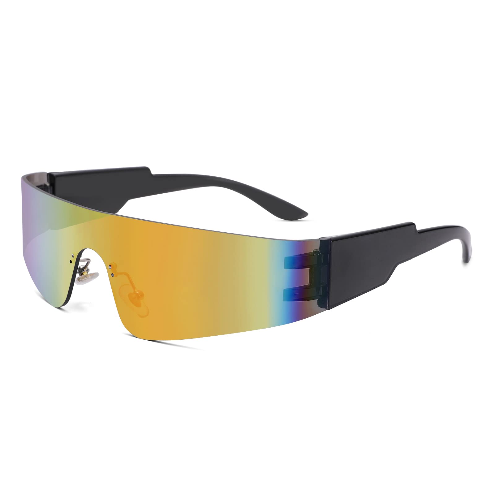 Futuristic Cyberpunk Wrap Around Sunglasses for Women & Men - Rimless Sport Shades with UV Protection - Perfect for Running, Cycling, and Fashion Outfits