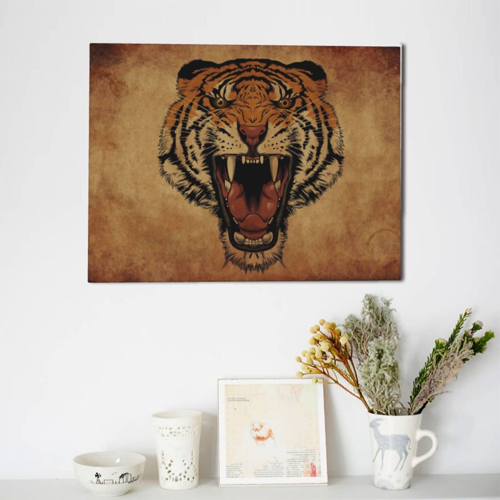 Tiger Roar Abstract Canvas Wall Art - 12x16 Inch Modern Painting for Living Room, Bedroom, Bathroom & Office Decor - Perfect for Home, Hotel & Commercial Spaces