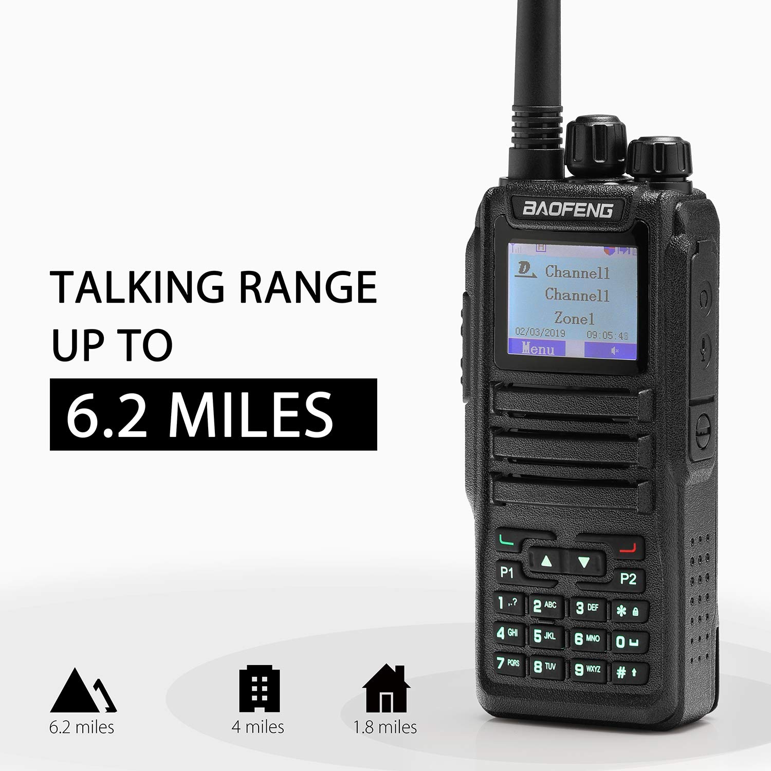 Baofeng DM-1701 Dual Band DMR/Analog Two Way Radio - 3000 Channels with Free Programming Cable, Charger & PTT Earpiece - Ideal for Amateur Radio, Security, Construction & Outdoor Adventures