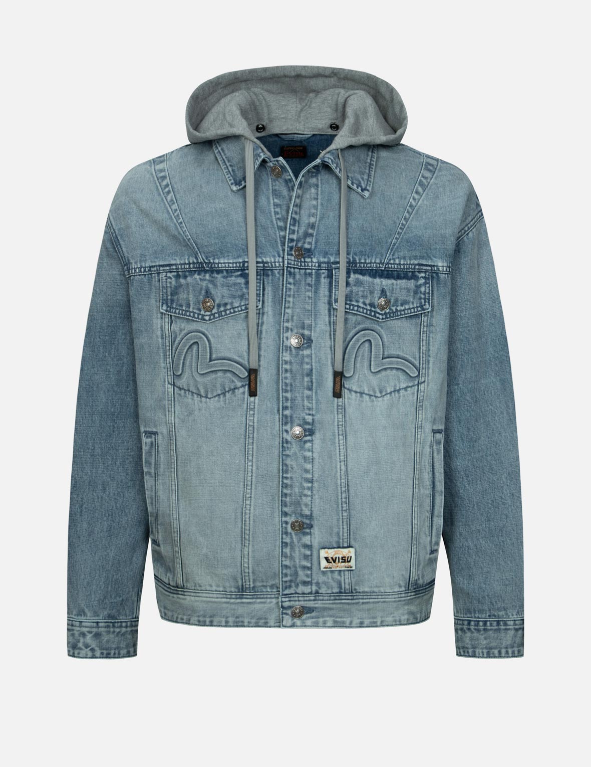 Seagull & Logo Embossed Loose Fit Denim Jacket for Women & Men - Vintage Style Distressed Denim Coat for Casual Outfits & Streetwear Fashion