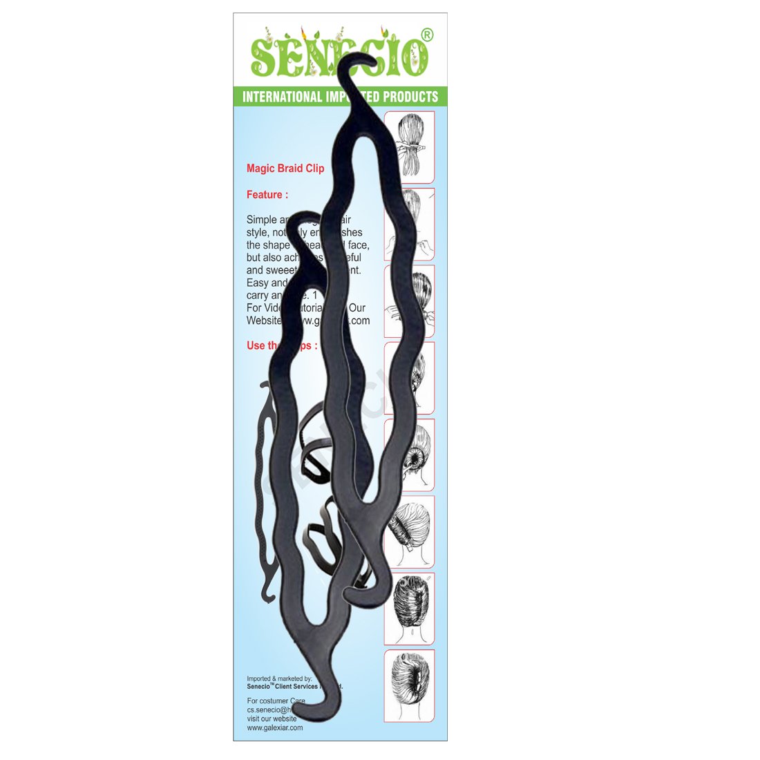 2 Pack Senecio Magic Hair Braiders Donut Maker & Twist Clip Combo - Hair Bun Maker Tool for Women & Girls (Black) | Perfect for Parties, Weddings, Prom & Everyday Hairstyles