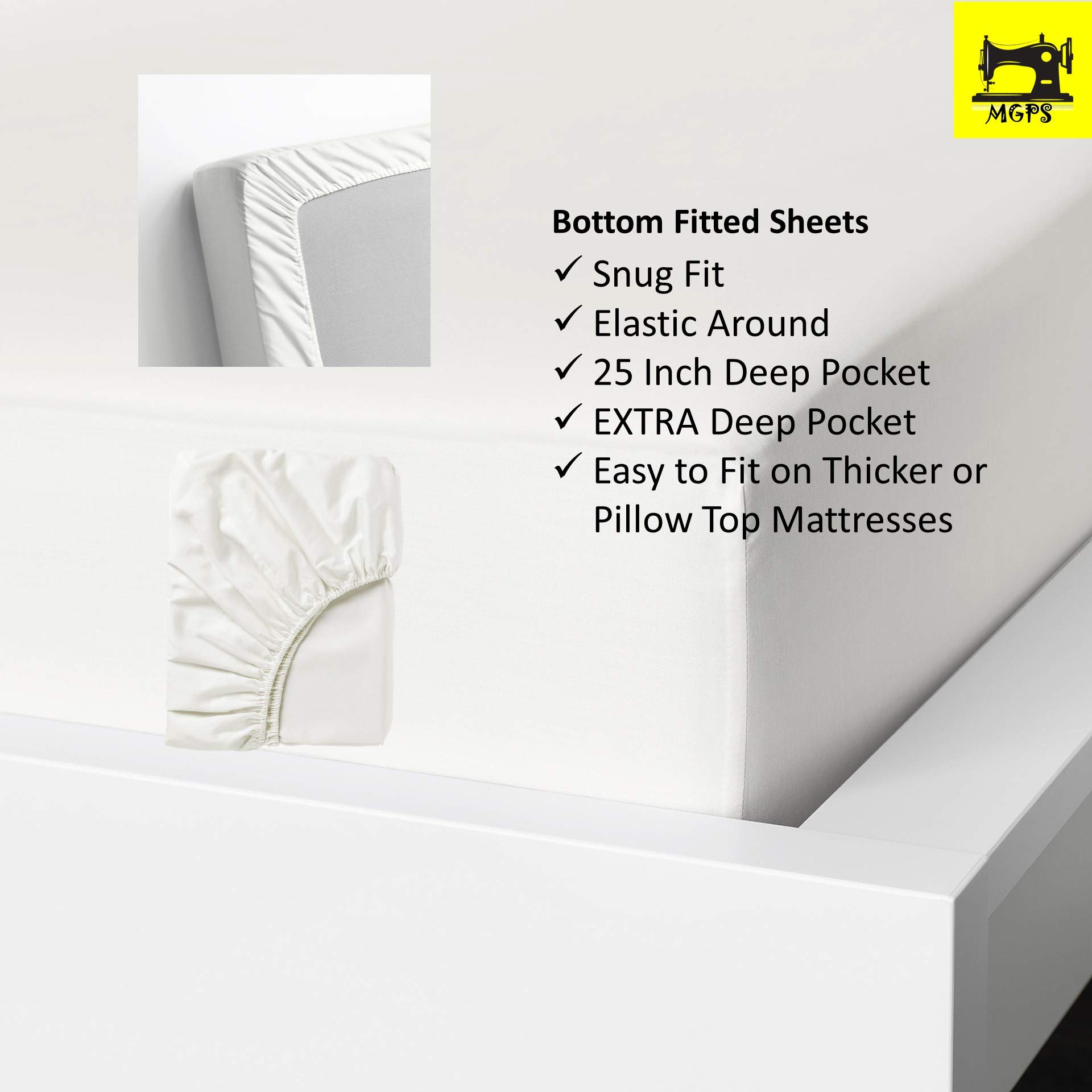 Split King Sheet Set for Adjustable Bed - 100% Egyptian Cotton 1000-Thread-Count Sateen Weave - 5PC Set with 2 Fitted Sheets & 25