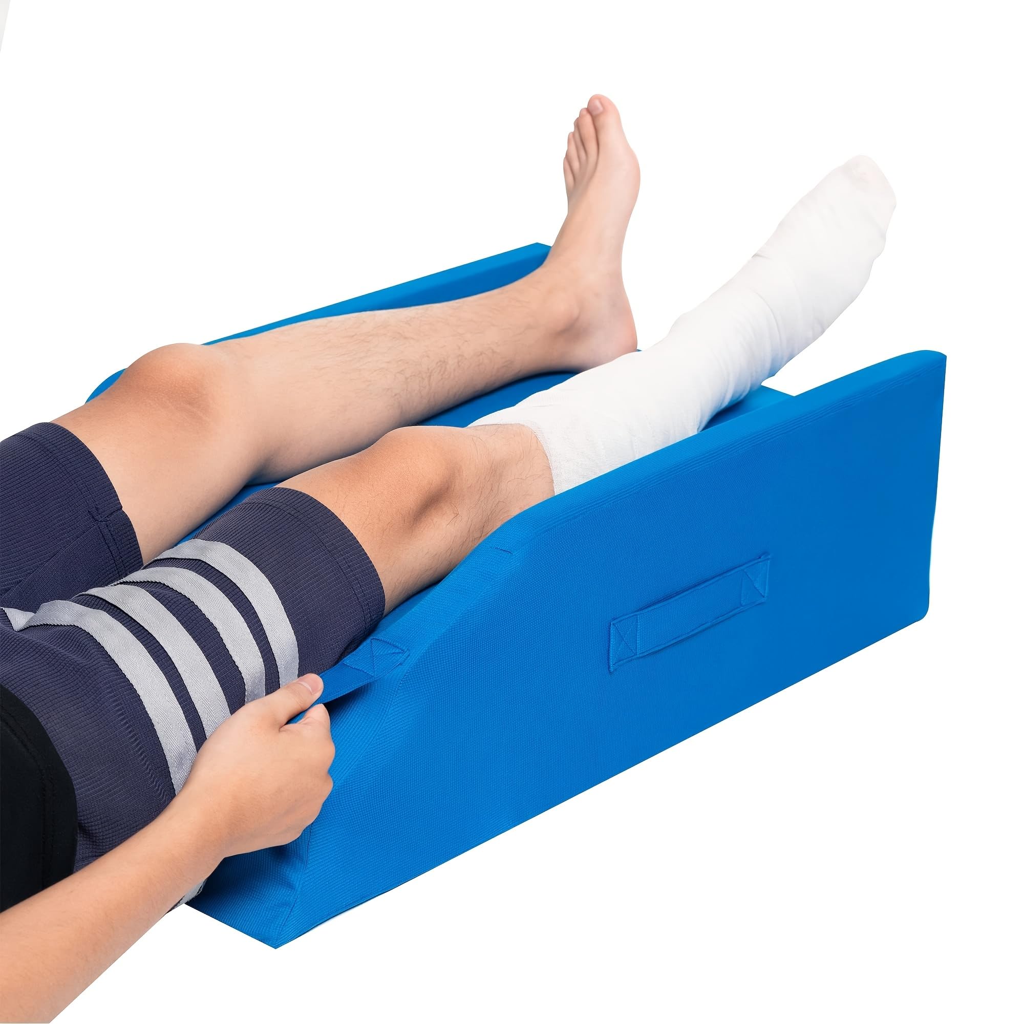 Fanwer Leg Elevation Pillow for Post-Surgery Recovery, Knee Replacement Support - Adjustable Leg Rest Pillow for Swelling Relief, Injury Recovery & Comfortable Sleep - Ideal for Bed Rest, Home Care & Physical Therapy (Blue, 2-Pack)
